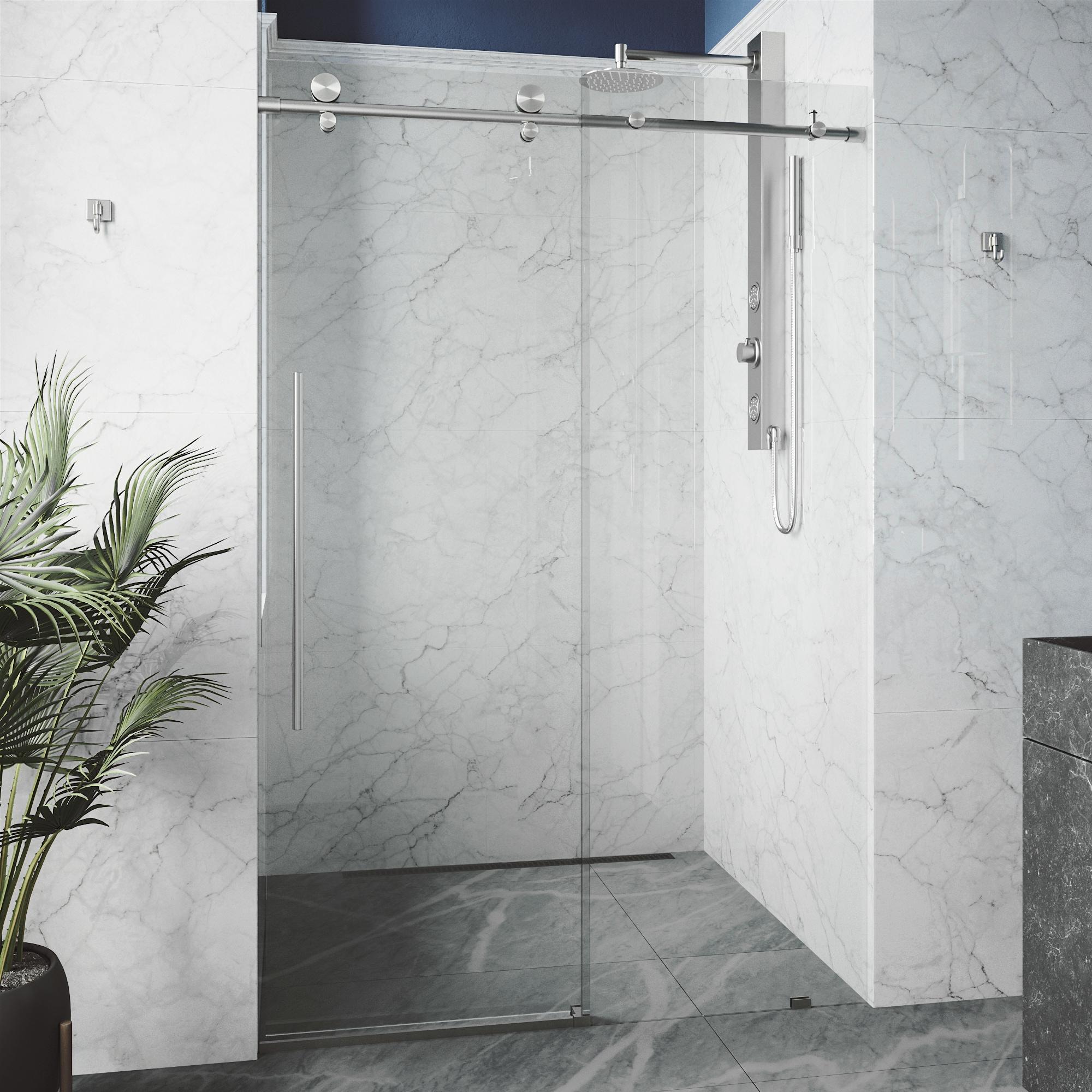 Elan E-Class 44-48" W x 76" H Sliding Frameless Shower Door with 3/8" Clear Glass