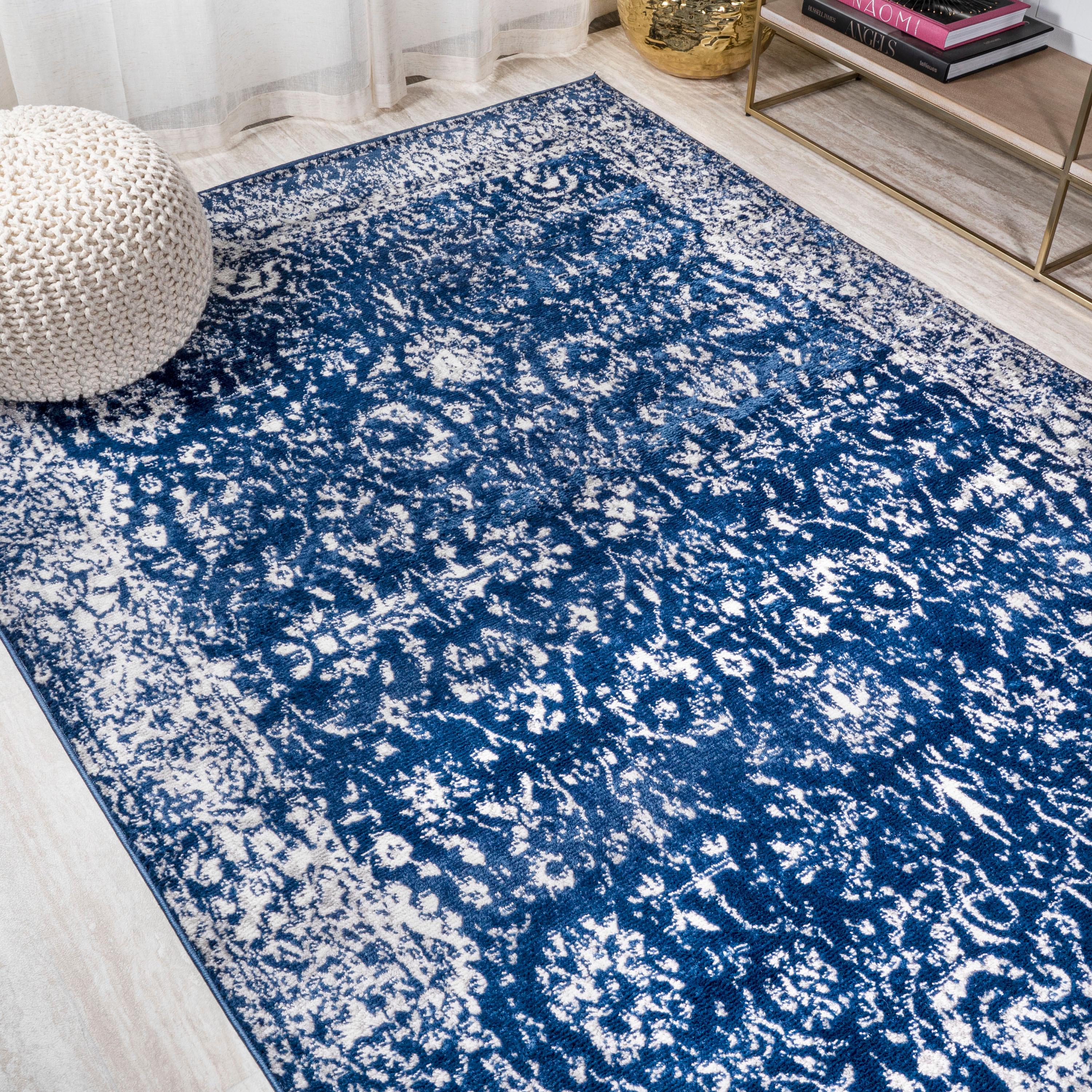 3'x5' Soleiman Modern Persian Area Rug, Navy - JONATHAN Y