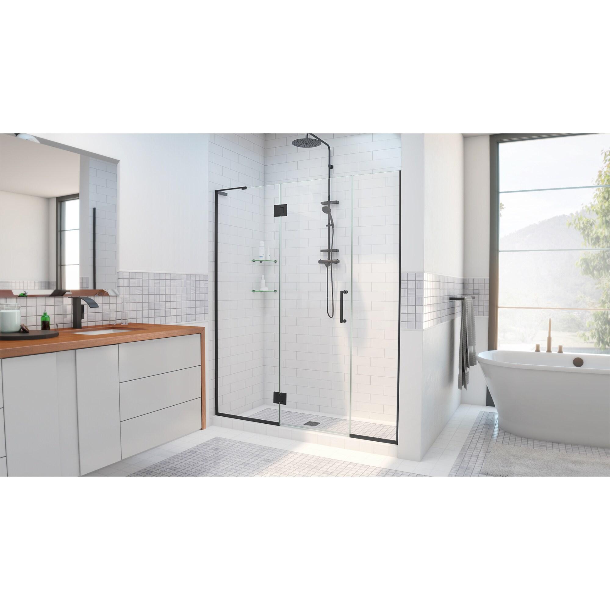 Unidoor-X 47.5" W x 72 " H Hinged FramelessShower Door with Fixed Panel