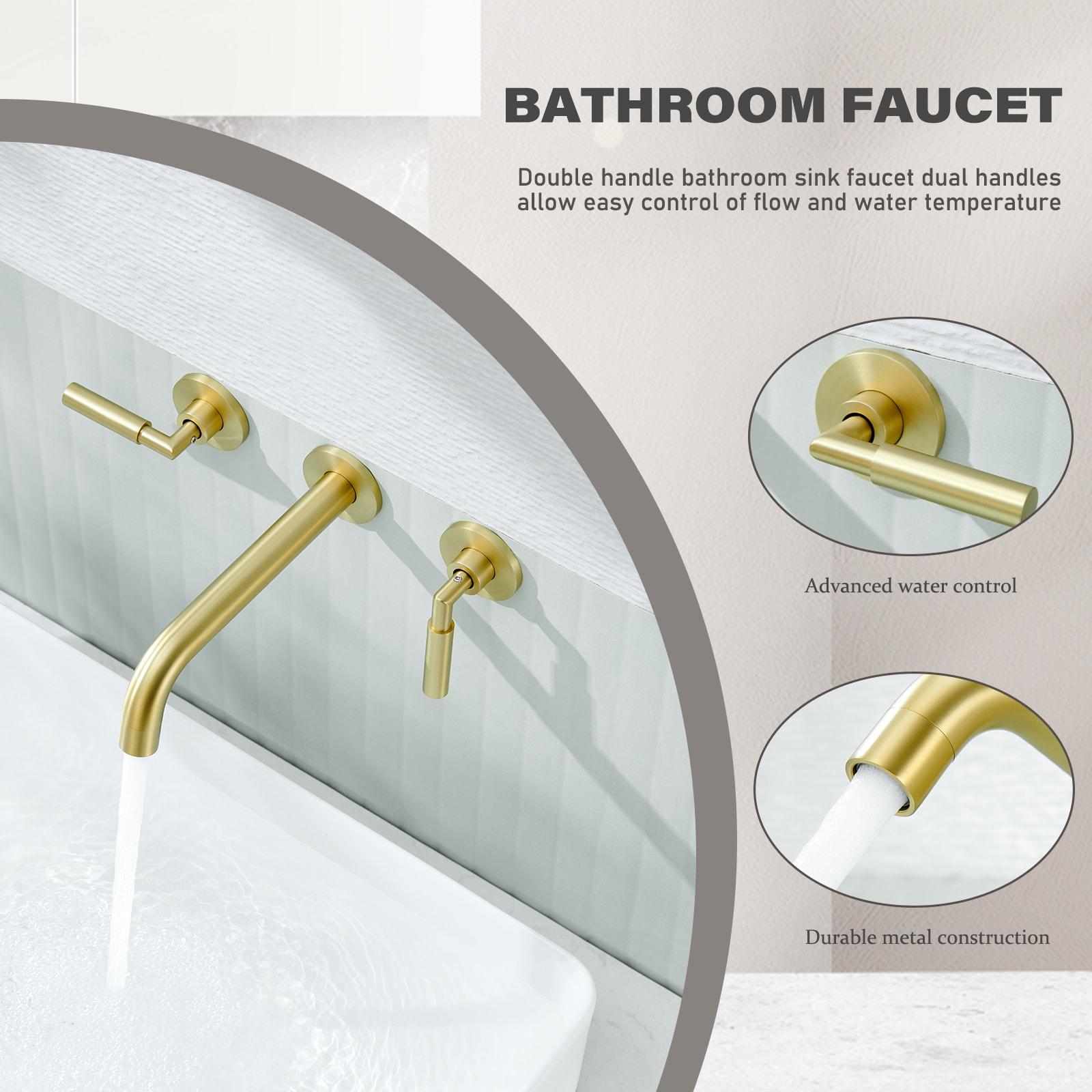 10.08" Widespread Bathroom Faucet 3 Hole, 2-handle Bathroom Sink Faucet with Drain Assembly