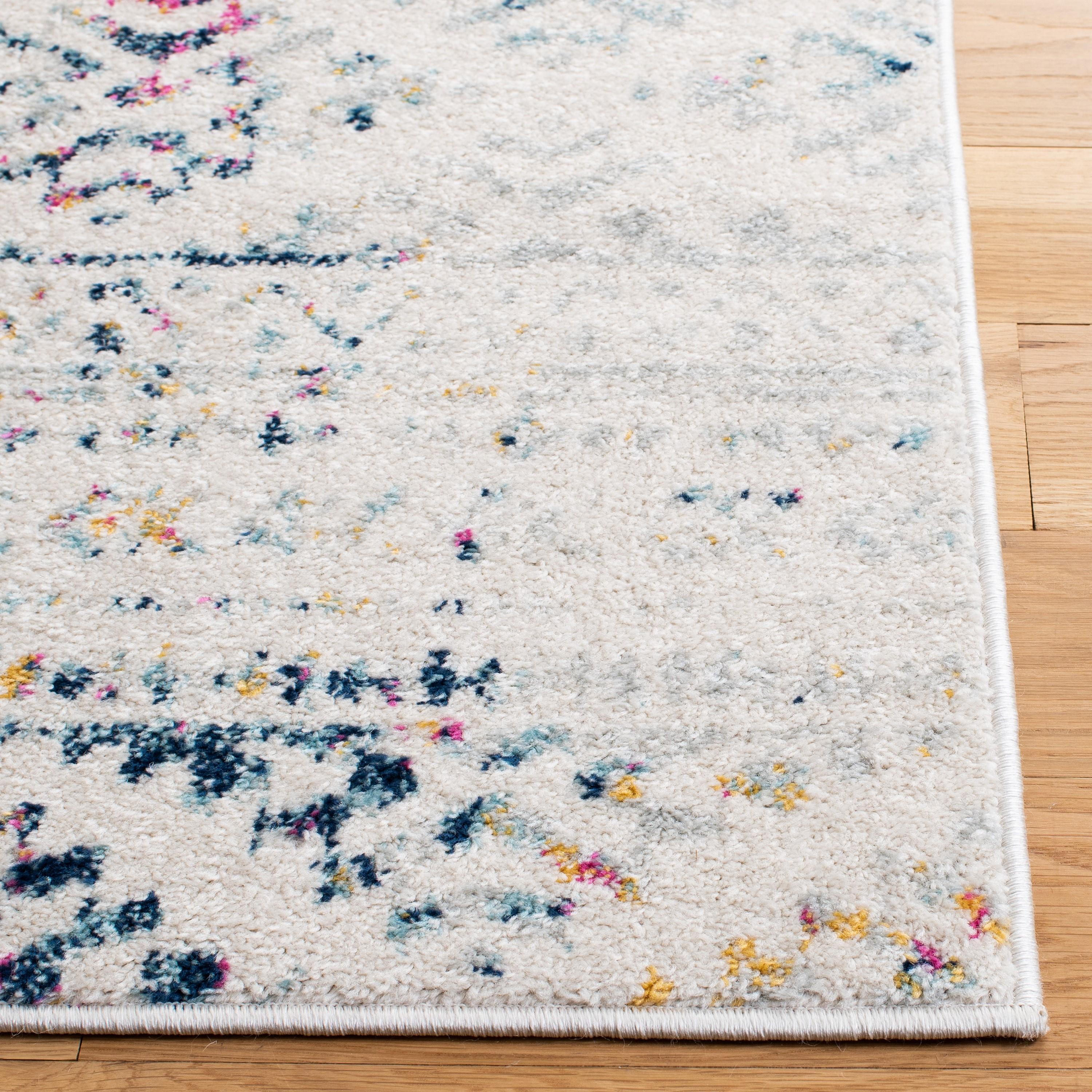 SAFAVIEH Tulum Lakisha Distressed Southwestern Area Rug, 10' x 13', Ivory/Blue