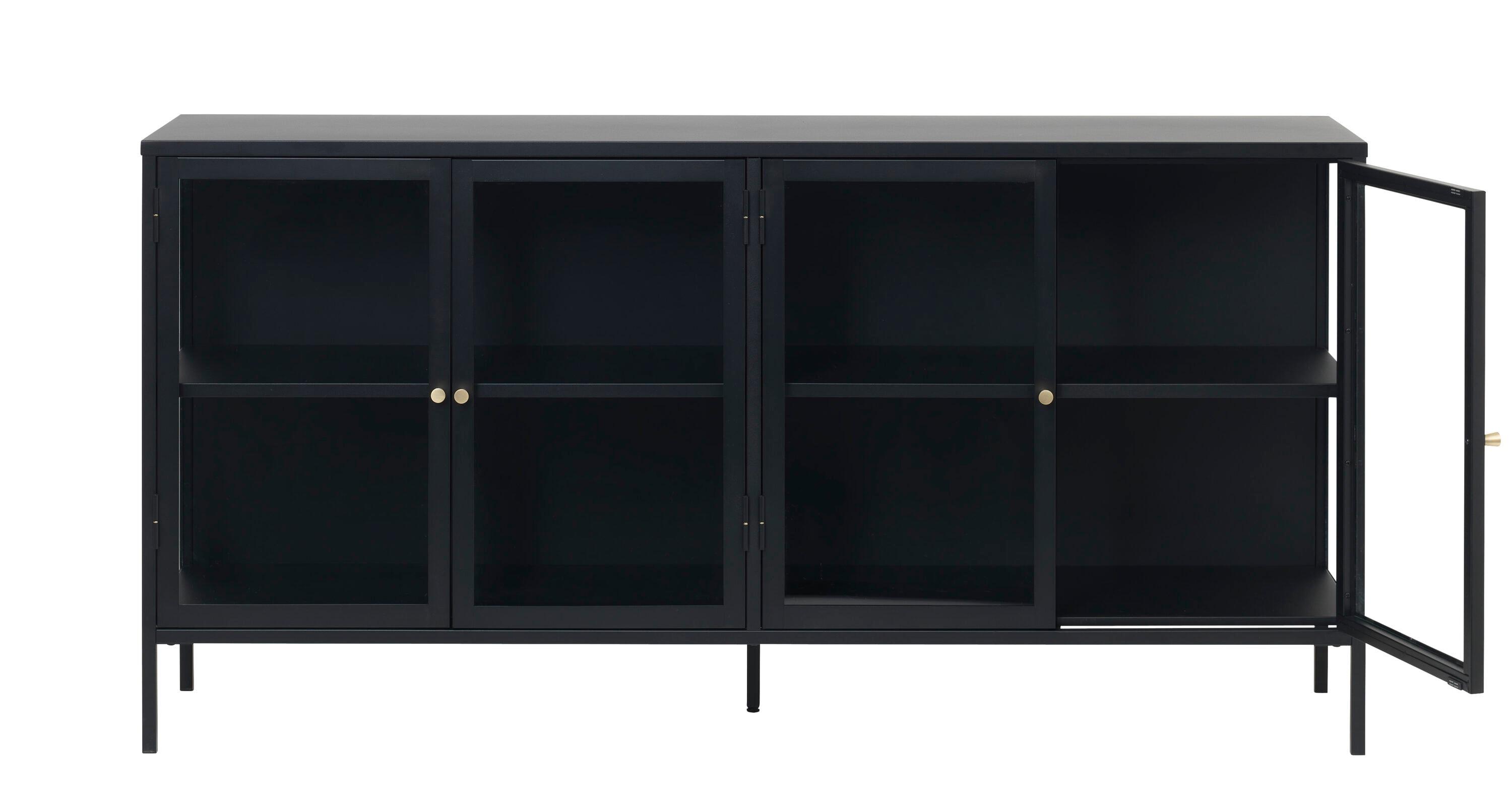 4-Section Metal and Glass Sideboard in Black