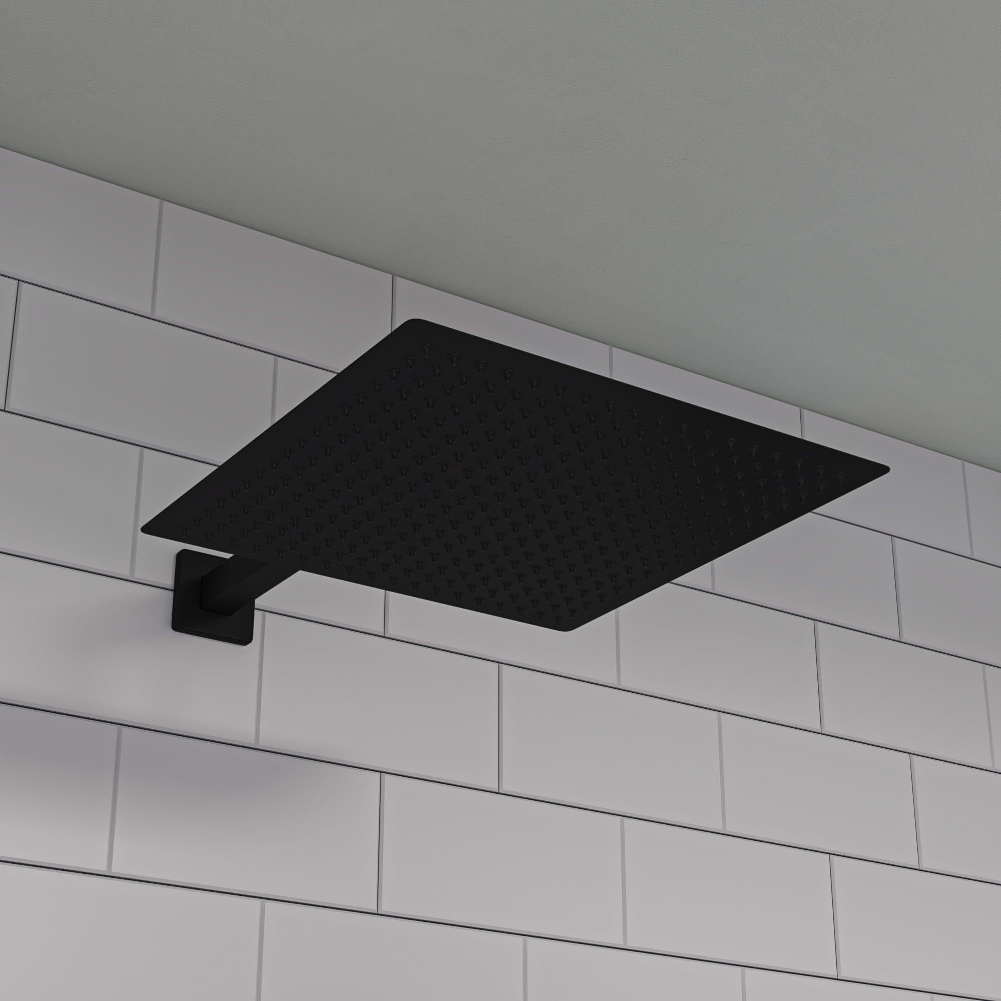 ALFI Black Matte 16-in Square Fixed Rain Shower Head 1.8 GPM