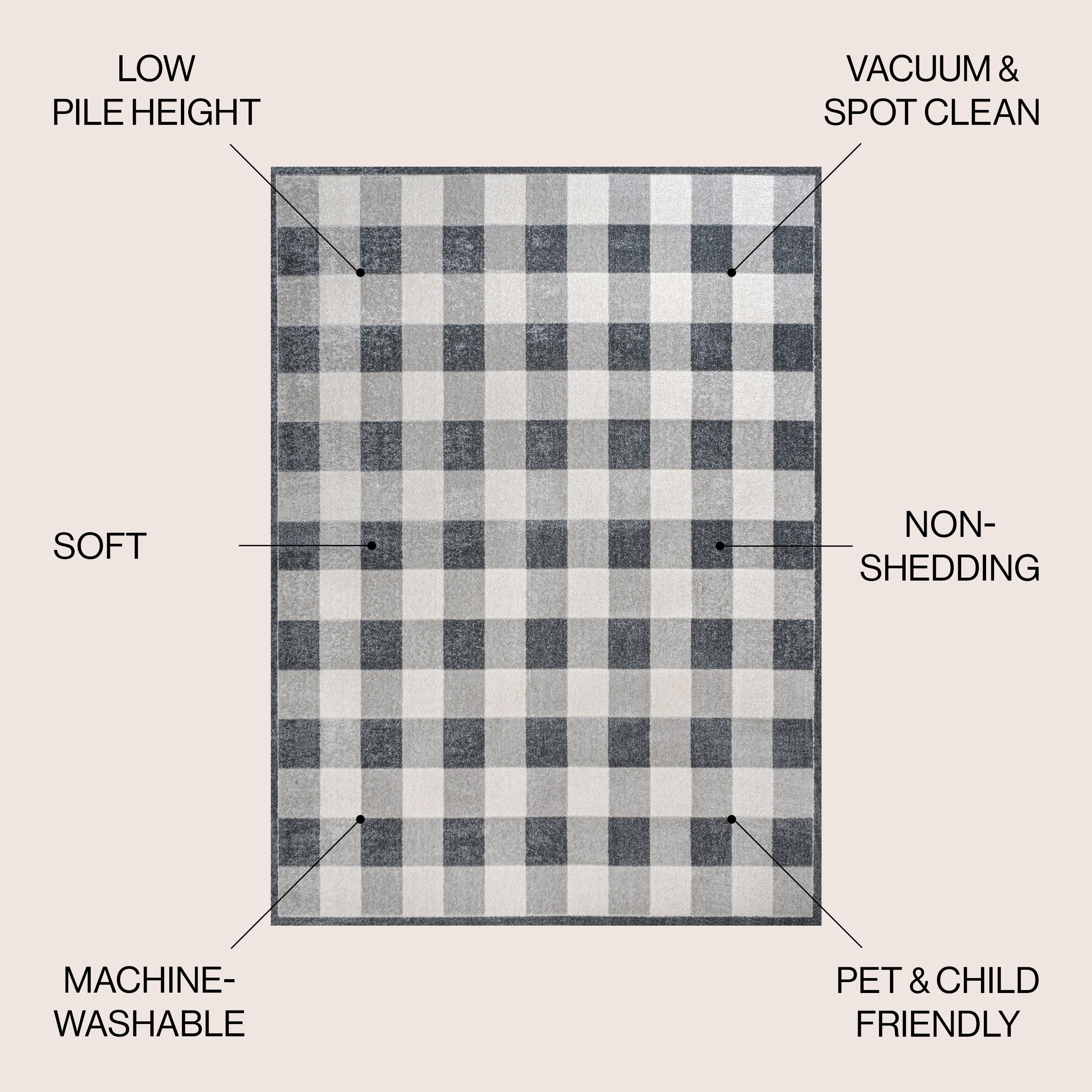 JONATHAN Y Gingham Gradient Plaid Cottage Machine-Washable Light Gray/Dark Gray/Cream 3 ft. x 5 ft. Area Rug