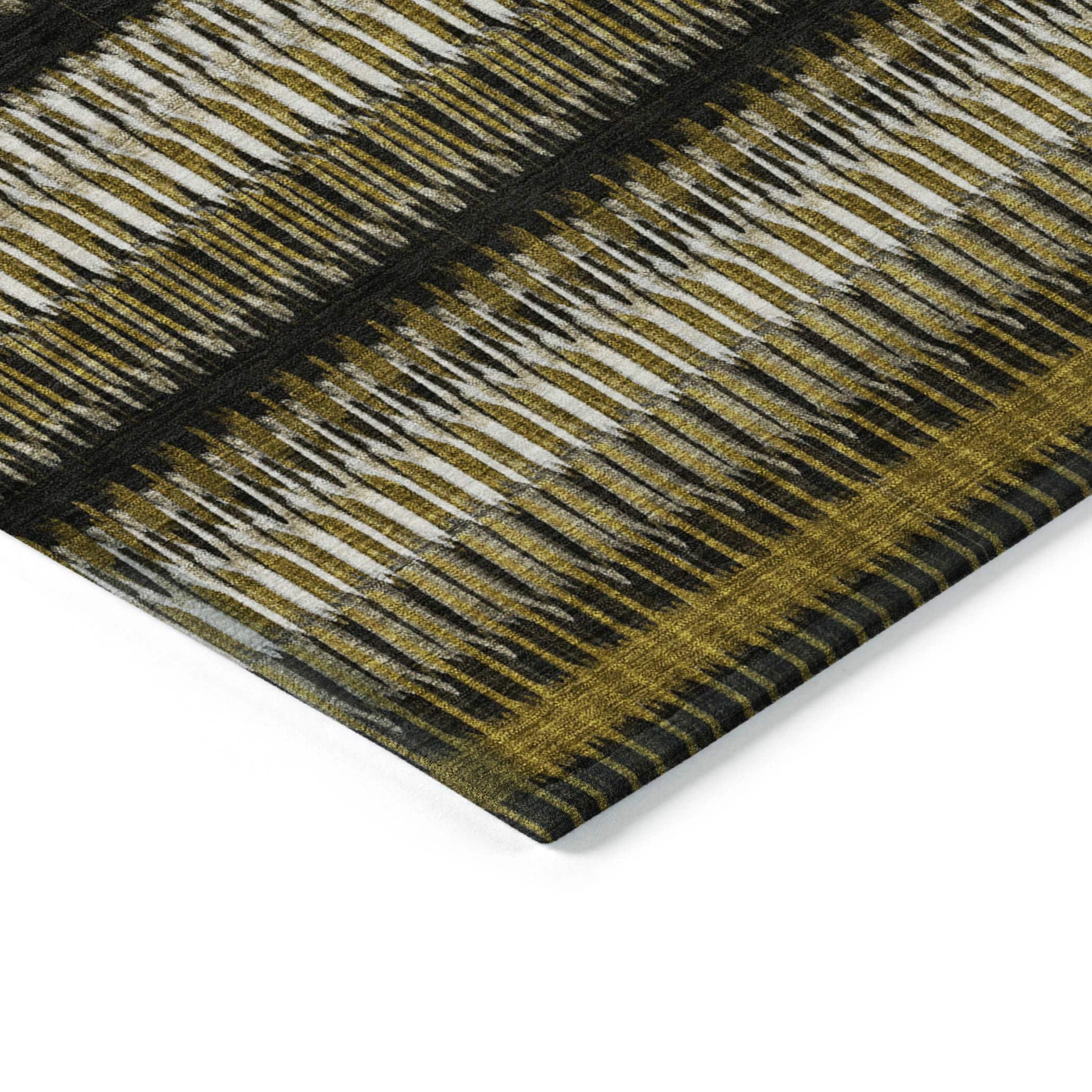 Brown and Black Striped Synthetic Washable 3' x 5' Area Rug