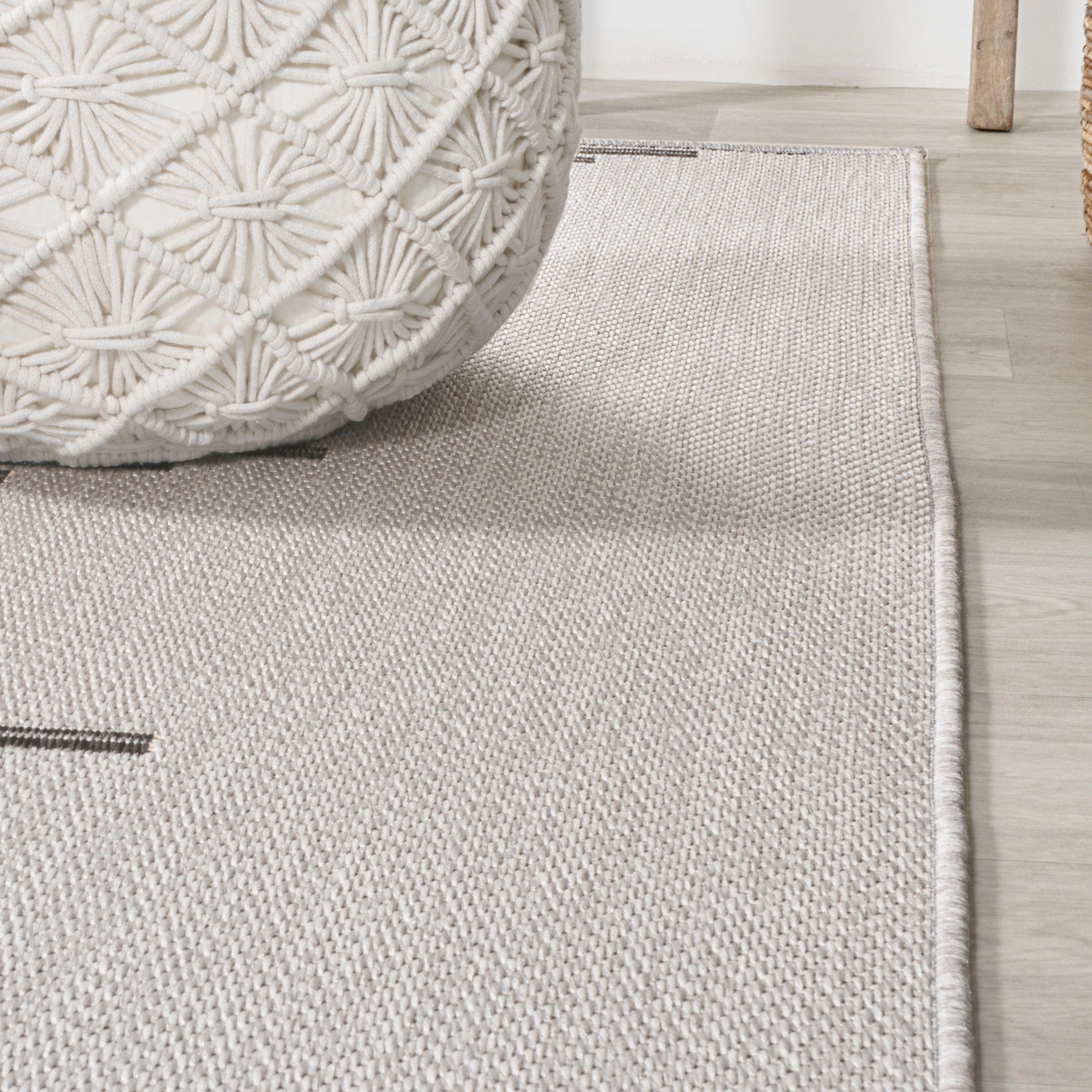 8' x 10' Vinales Diamond Stripe Indoor/Outdoor Area Rug, Light Gray/Black - JONATHAN Y