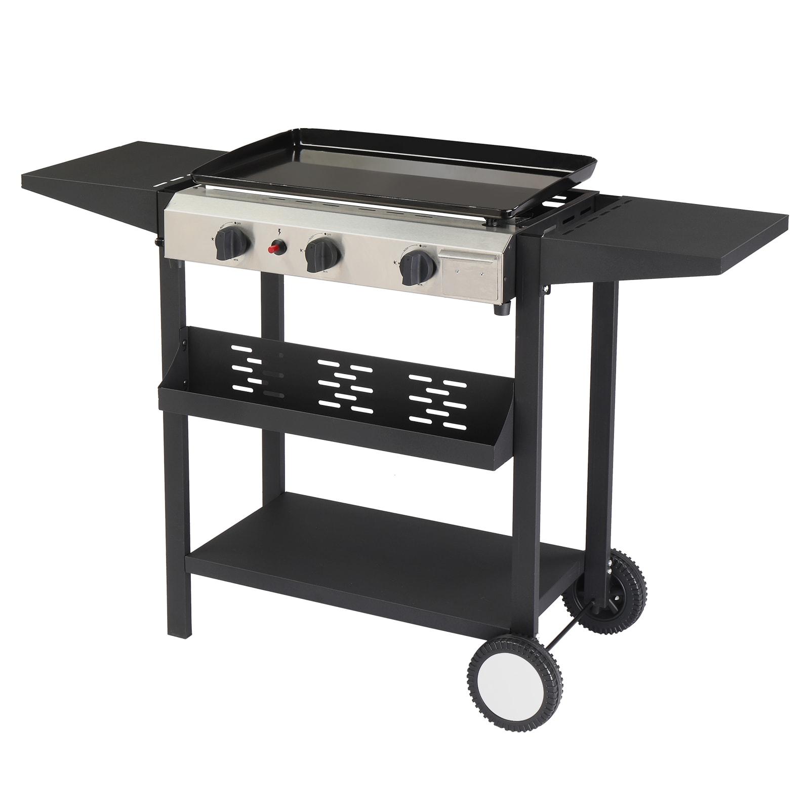 SKOK Portable 3-Burner Propane Flat-Top Gas Griddle for Outdoor, Camping, Patio, Garden