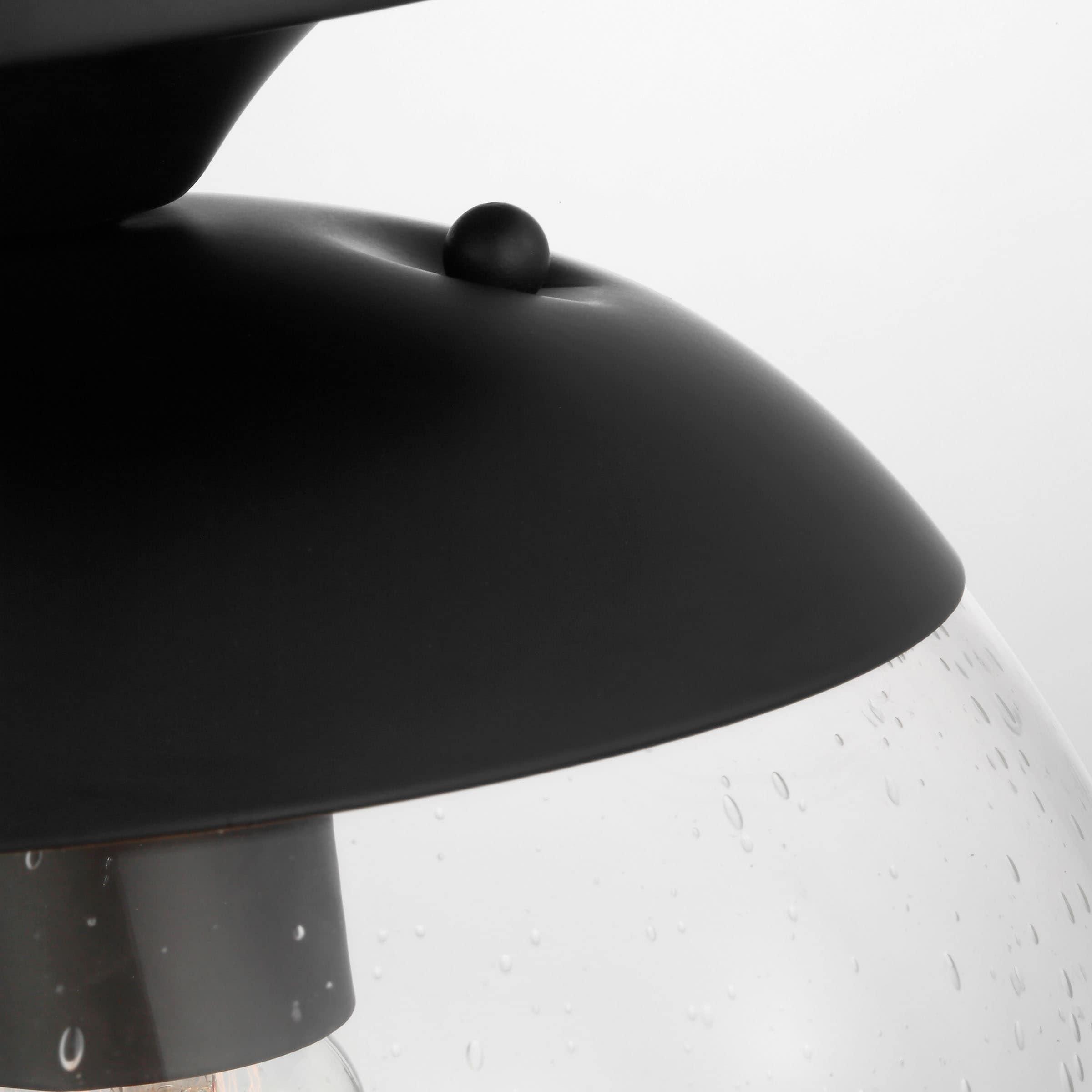 Midnight Black Globe Semi Flush Mount with Clear Seeded Glass