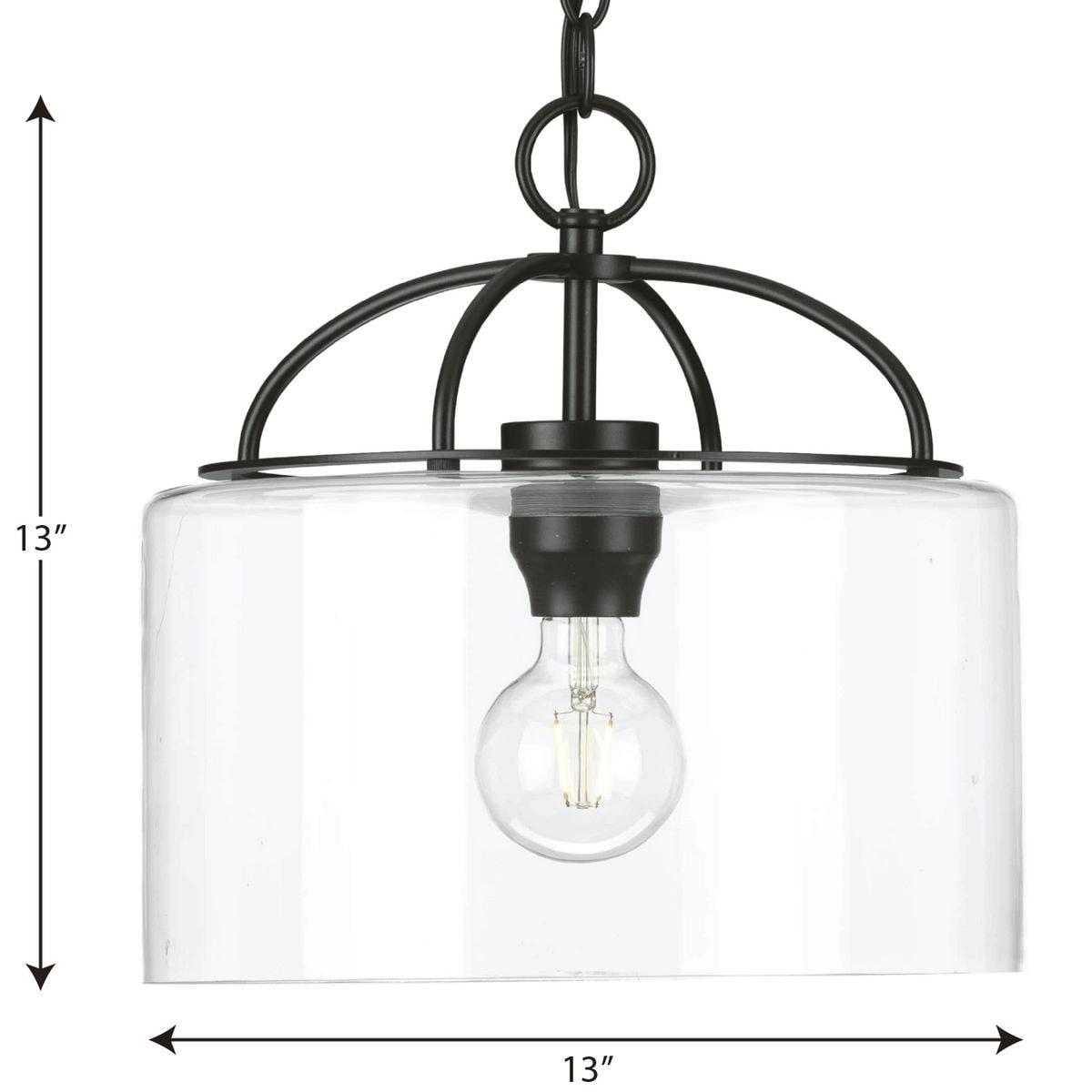 Progress Lighting, Leyden Collection, 1-Light Pendant, Matte Black, Clear Glass Shade