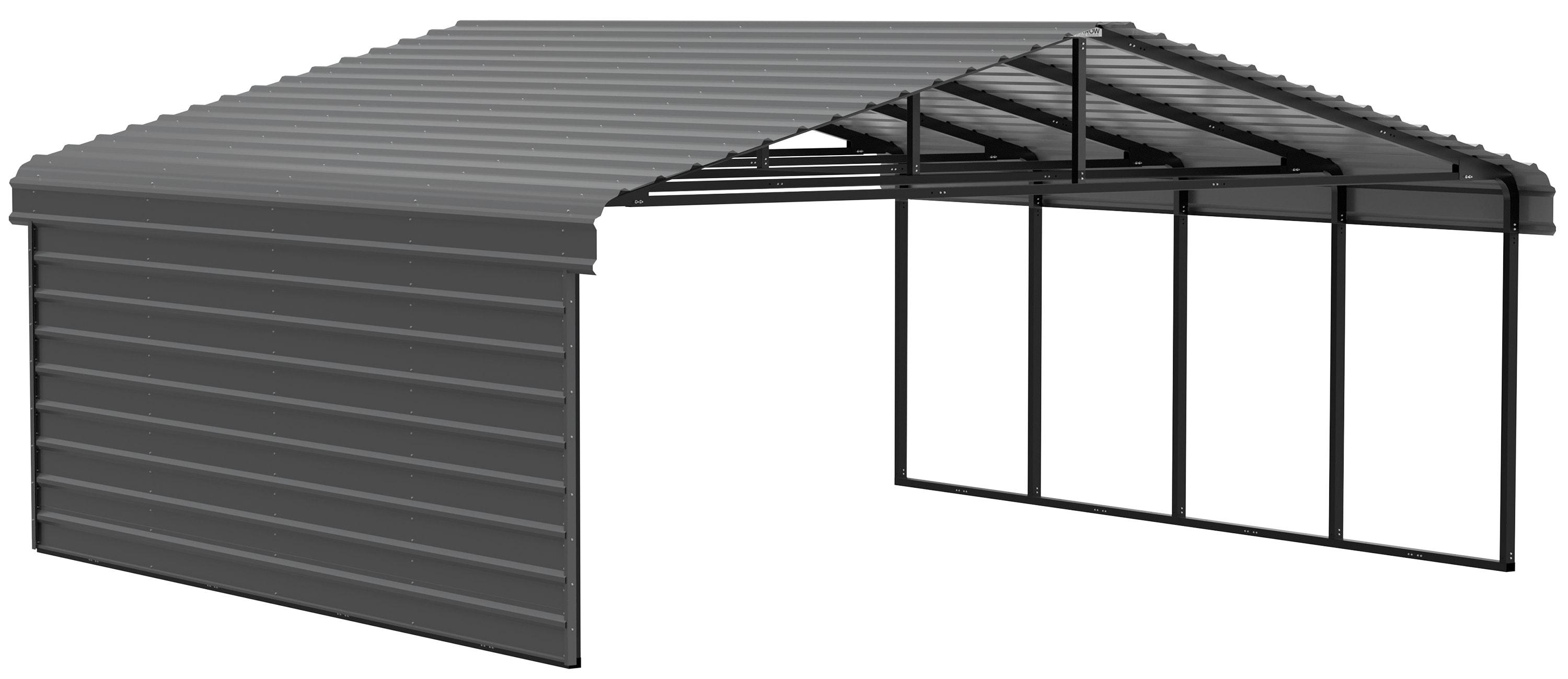 Arrow 20 x 20 ft Carport with 1-sided Enclosure