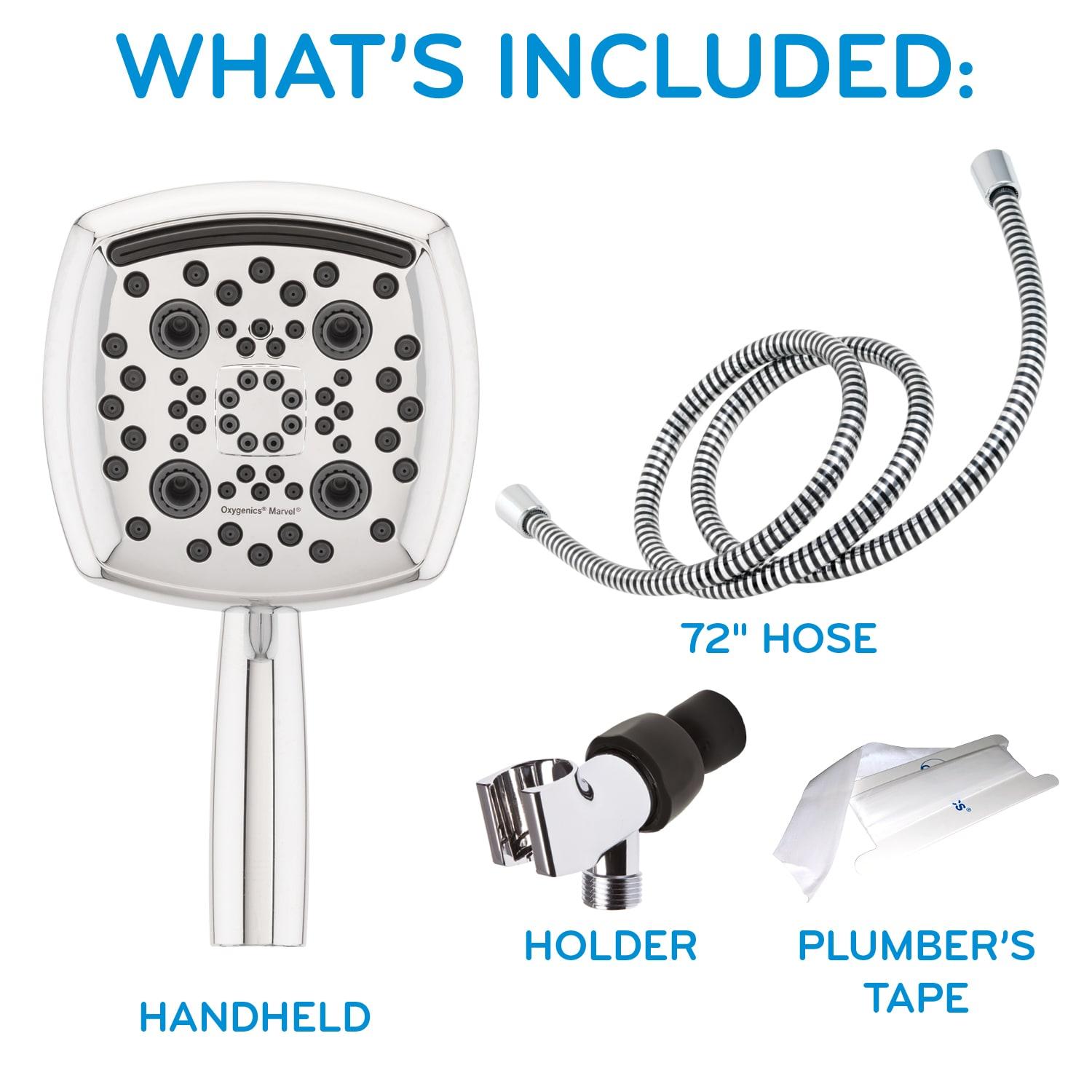 Oxygenics Marvel 6.0 -Spray Chrome 4.88-in Square Handheld High Pressure Shower Head 1.8 GPM