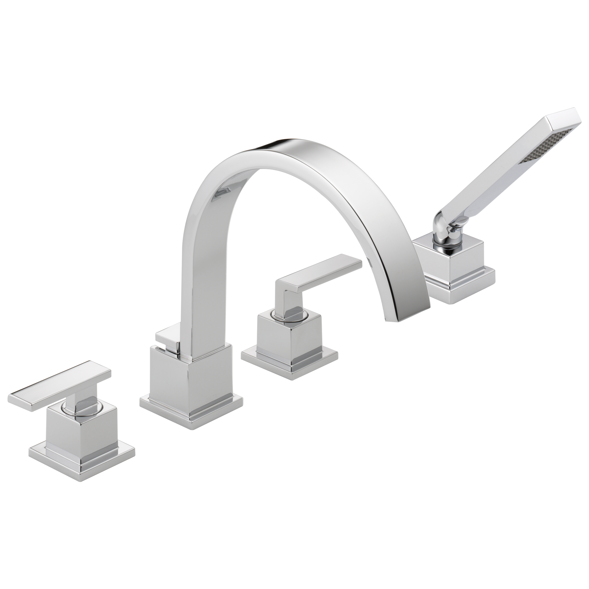 Vero Double Handle Deck Mounted Roman Tub Faucet with Handshower