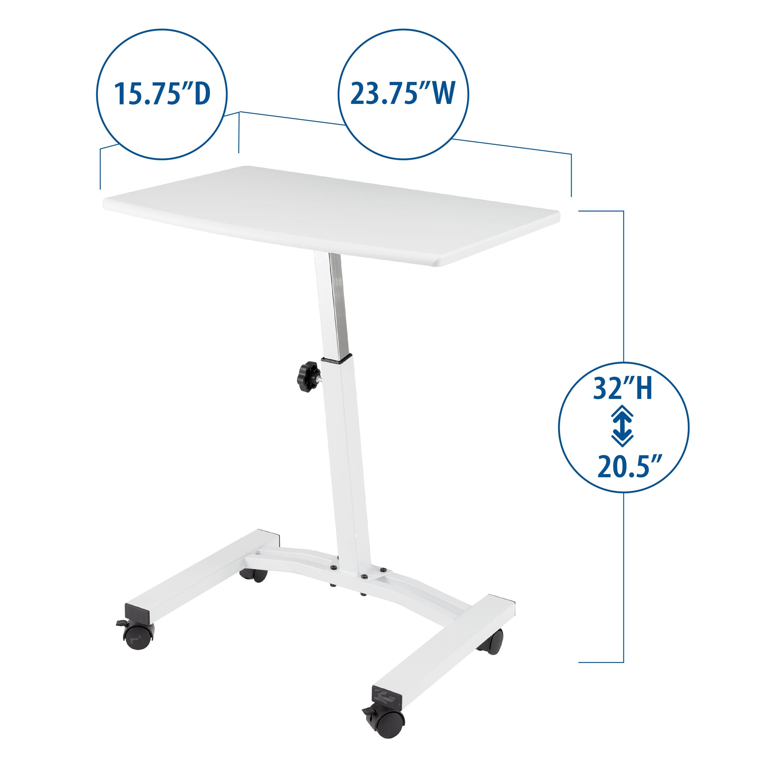 Seville Classics 23.75" Height Adjustable Mobile Laptop Desk, White