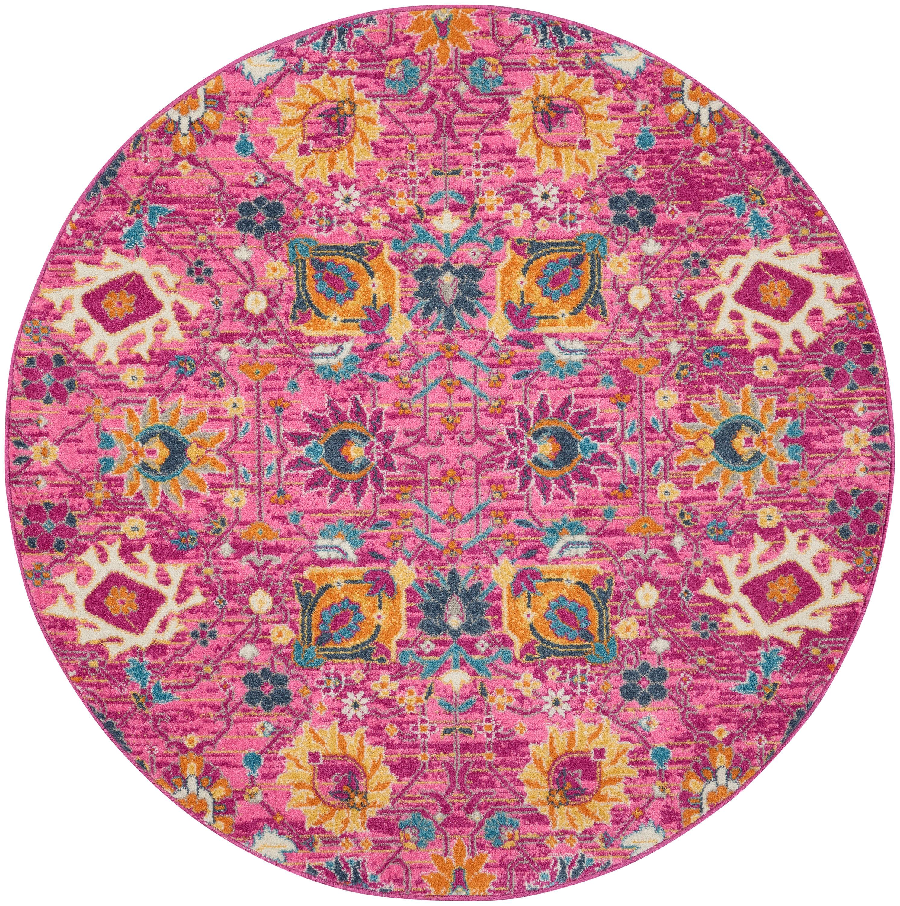 Nourison Passion Bohemian Indoor Rug Fuchsia 5' x Round