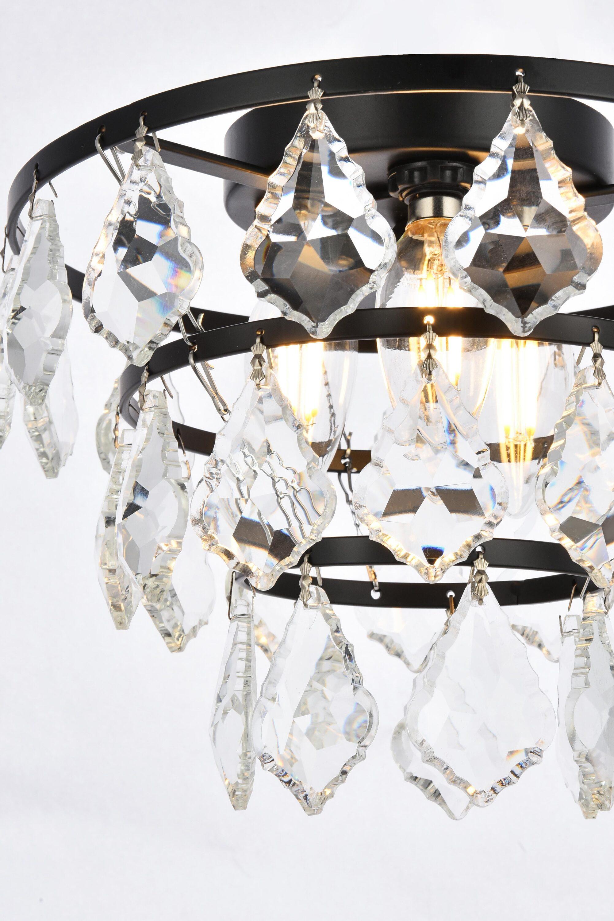 Elegant Lighting Ella 3 - Light Flush Mount in  Black