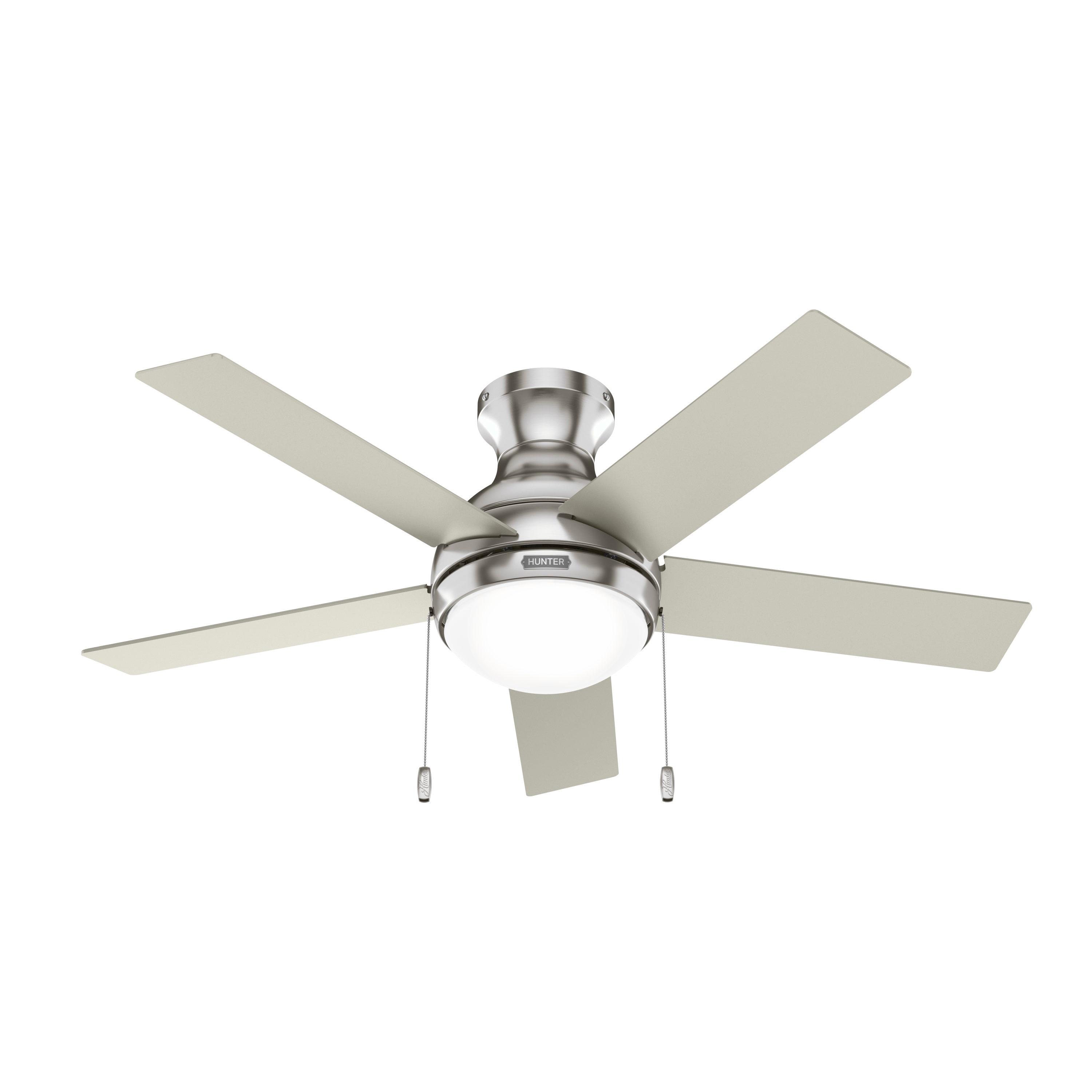 44" Aren 5 - Blade Flush Mount Ceiling Fan with Pull Chain and Light Kit Included