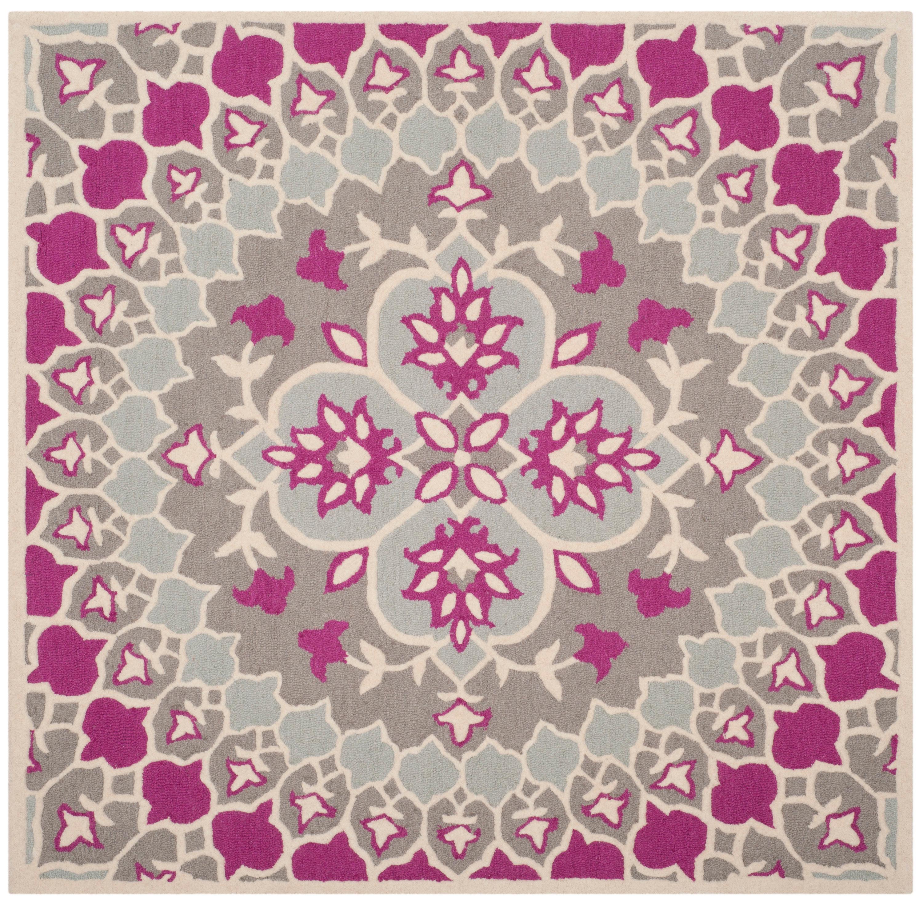 Bellagio BLG610 Hand Tufted Area Rug - Grey/Ivory - 5'x5' - Safavieh.