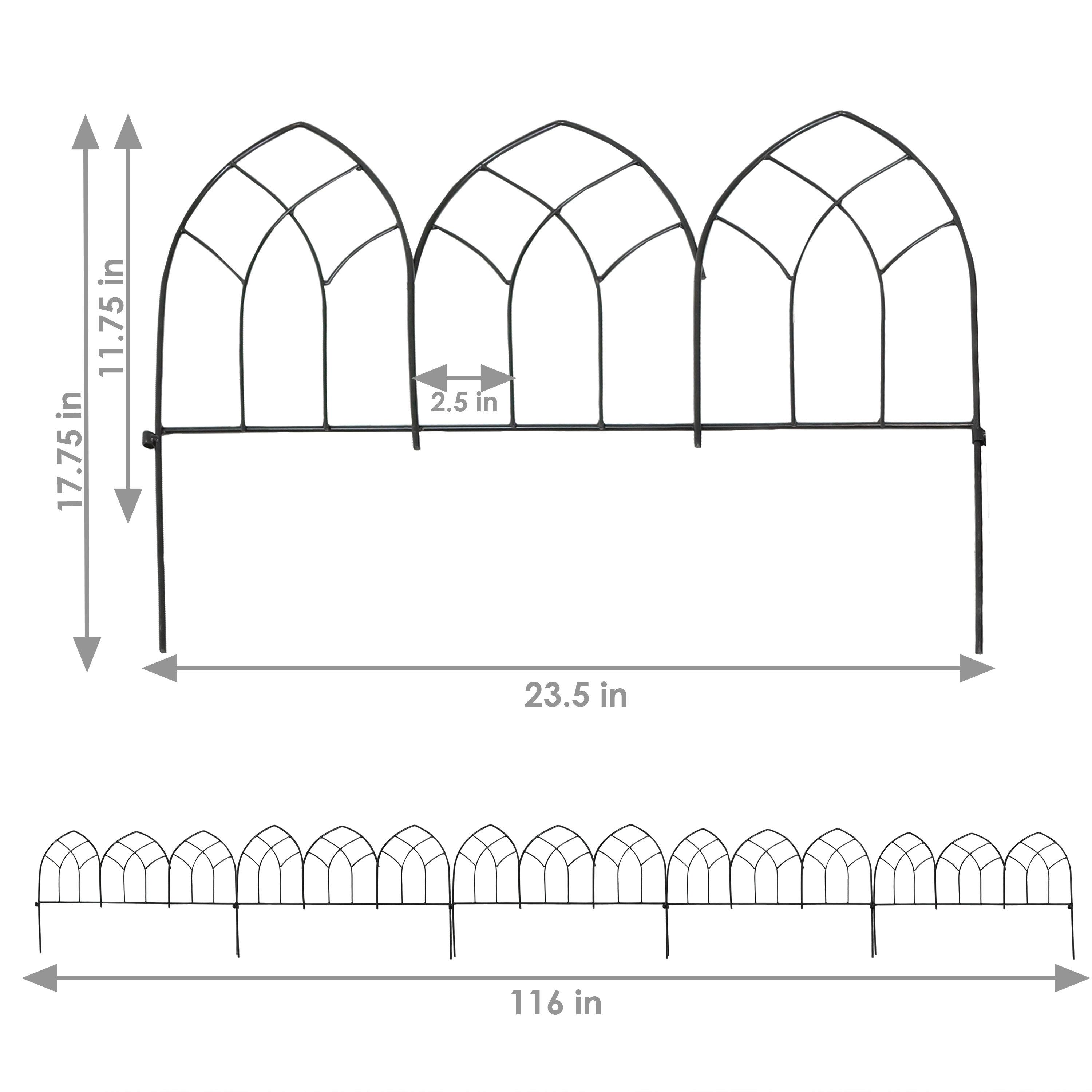Sunnydaze Outdoor Lawn and Garden Metal Narbonne Style Decorative Border Fence Panel Set - 9' - Black - 5pk