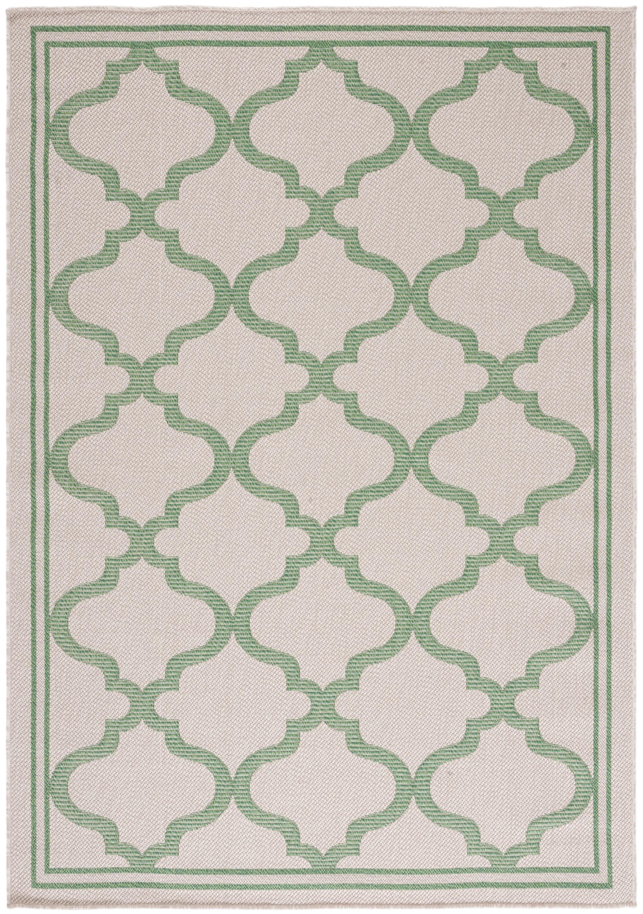 SAFAVIEH Bermuda Tamaya Geometric Machine Washable Indoor/Outdoor Area Rug, Beige/Green, 3' x 5'