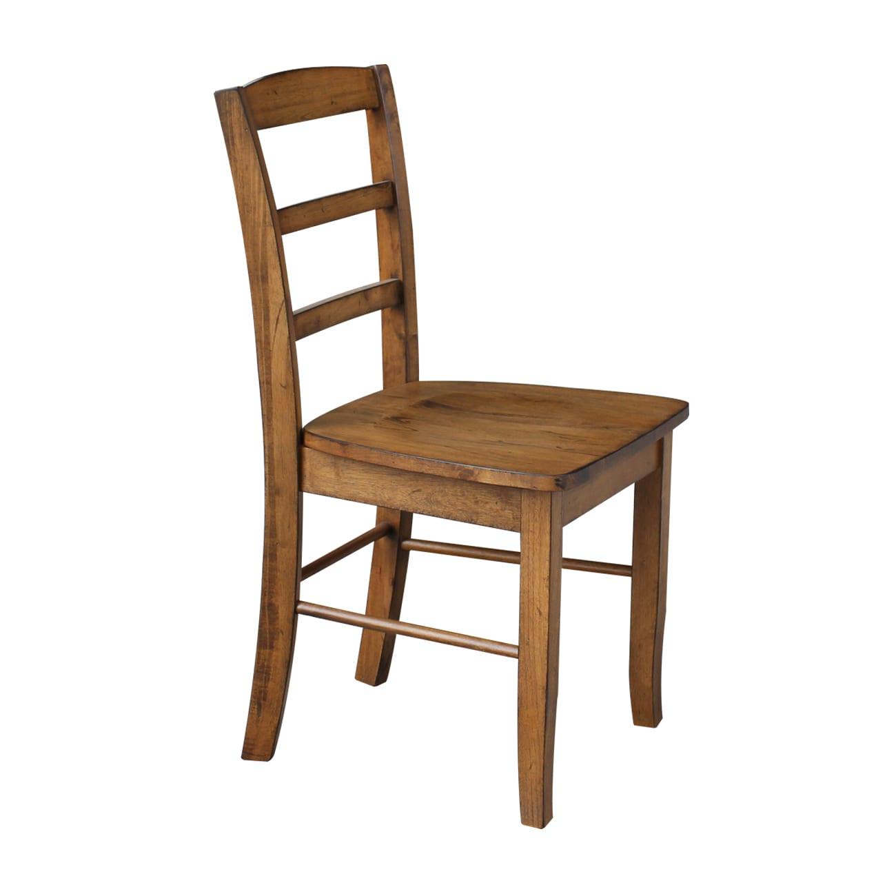 Set of 2 Madrid Ladderback Chairs Pecan - International Concepts: Solid Wood, Armless, Kitchen Seating