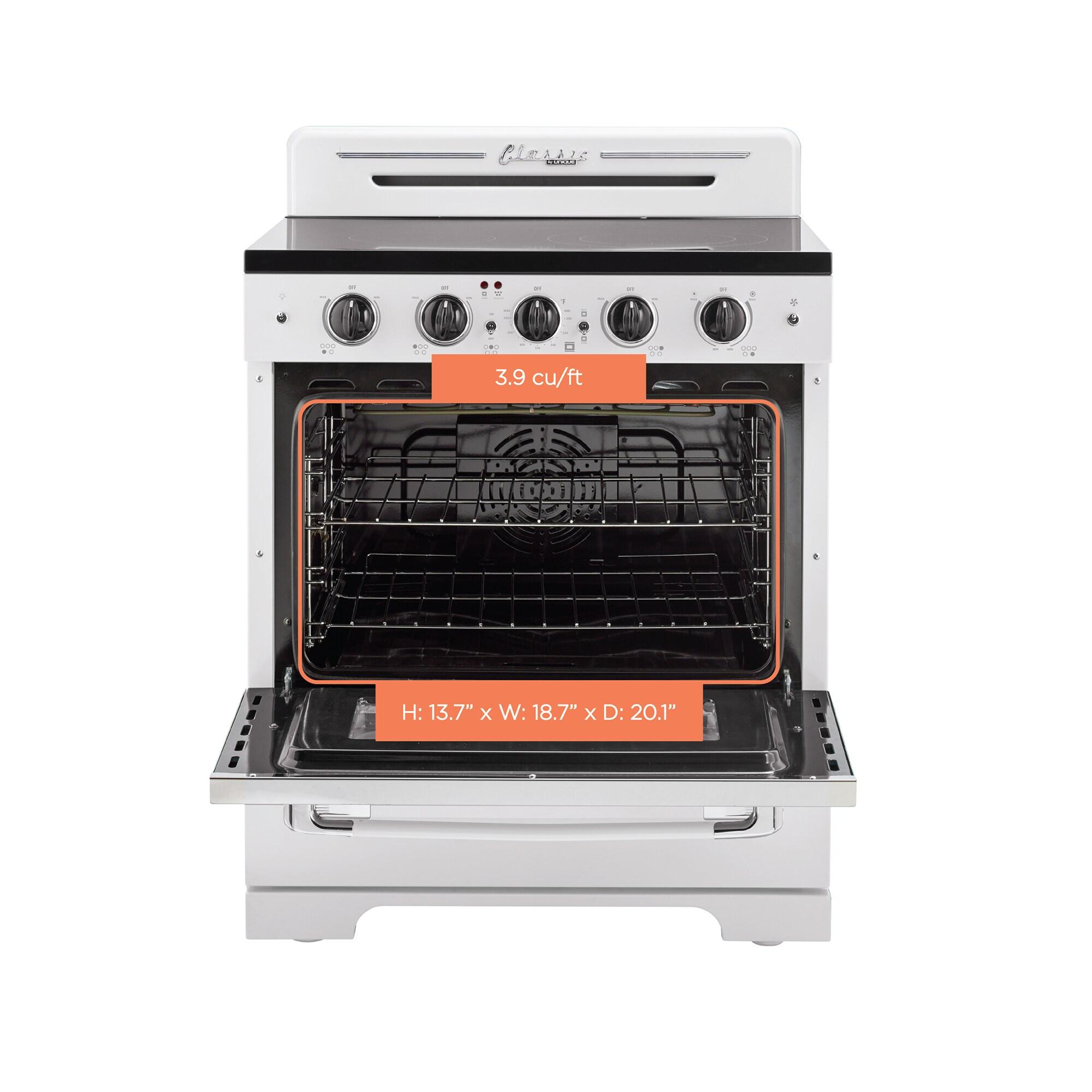 Unique Appliances Classic Retro 30" 5 Element 3.9 cu. ft. Freestanding Electric Glass Top Range with Convection Oven UGP-30CR EC W