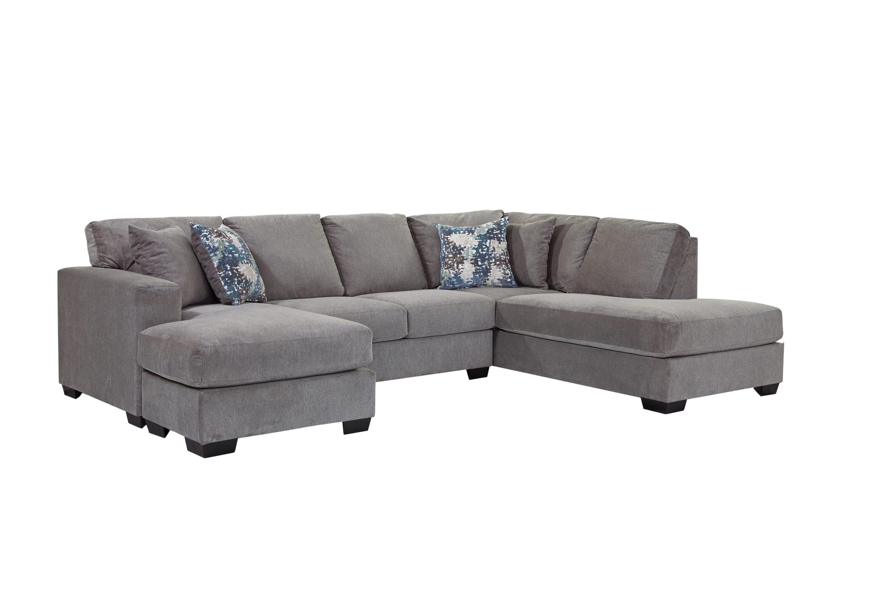 American Furniture Classics Graphite U Shaped Sectional with 4 Throw Pillows