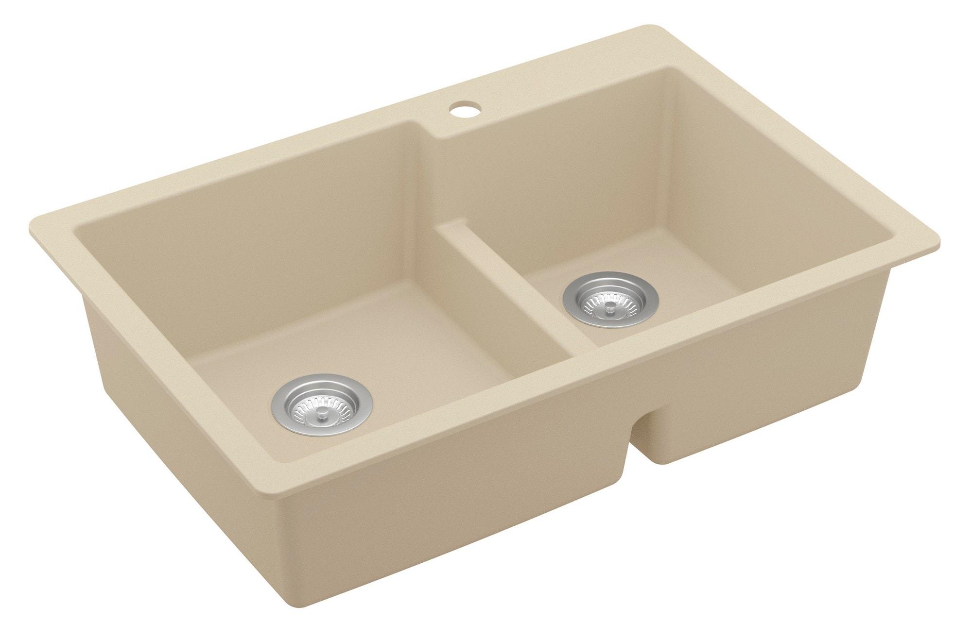 Karran Quartz 33'' X 22'' 60/40 Double Bowl Drop-in Kitchen Sink