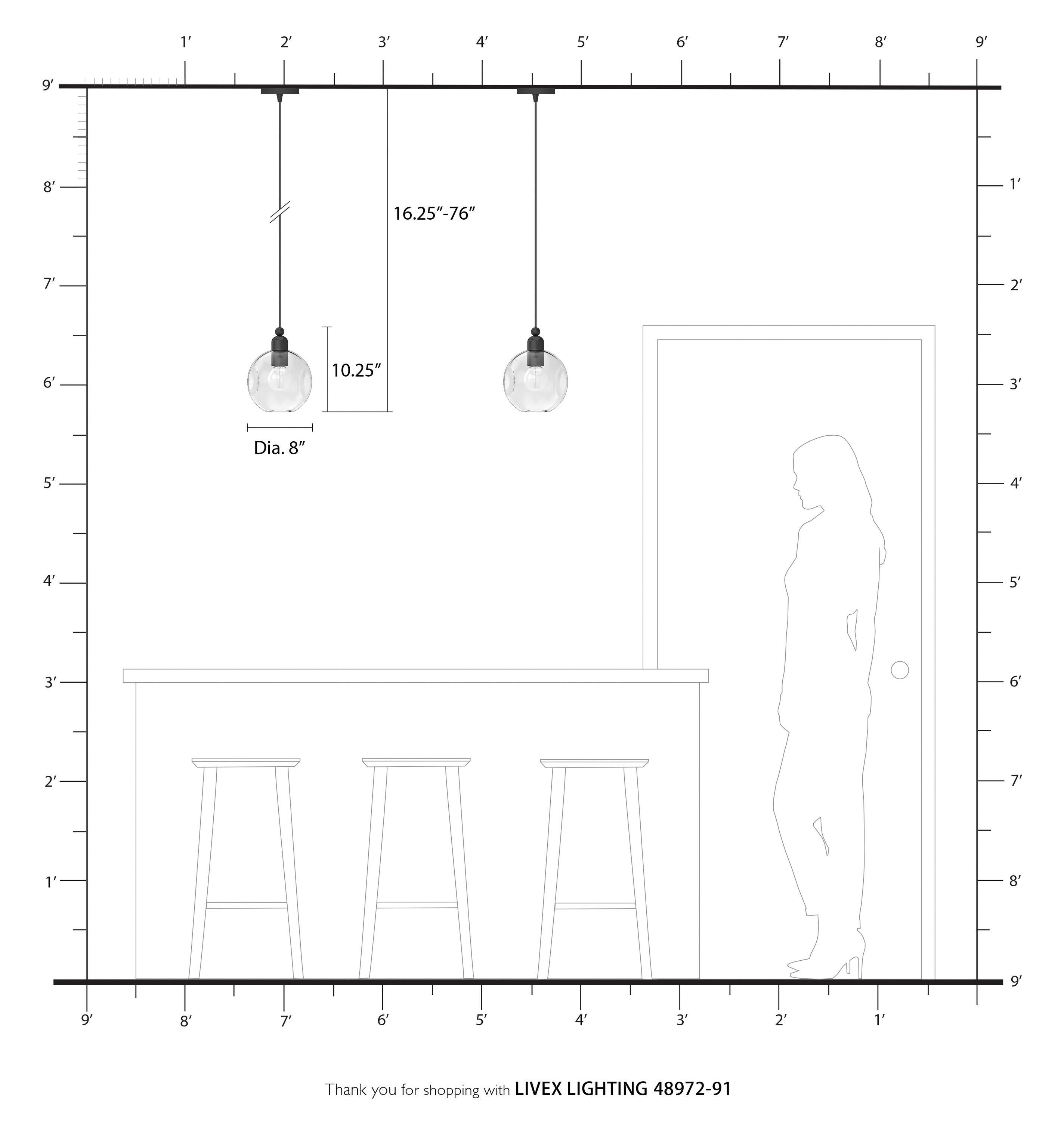 Livex Lighting Downtown 1 - Light Pendant in  Brushed Nickel