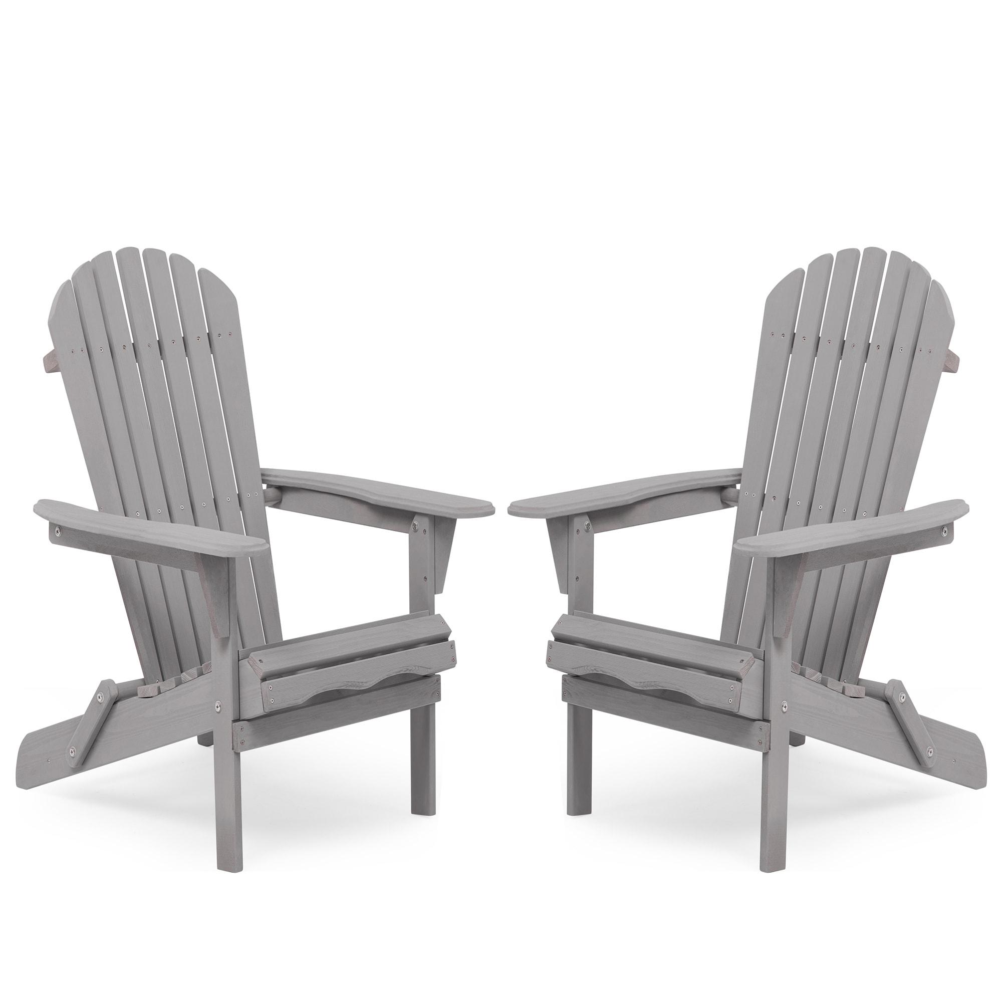Triple Tree Wood Adirondack Folding Chairs - Set of 2, Gray
