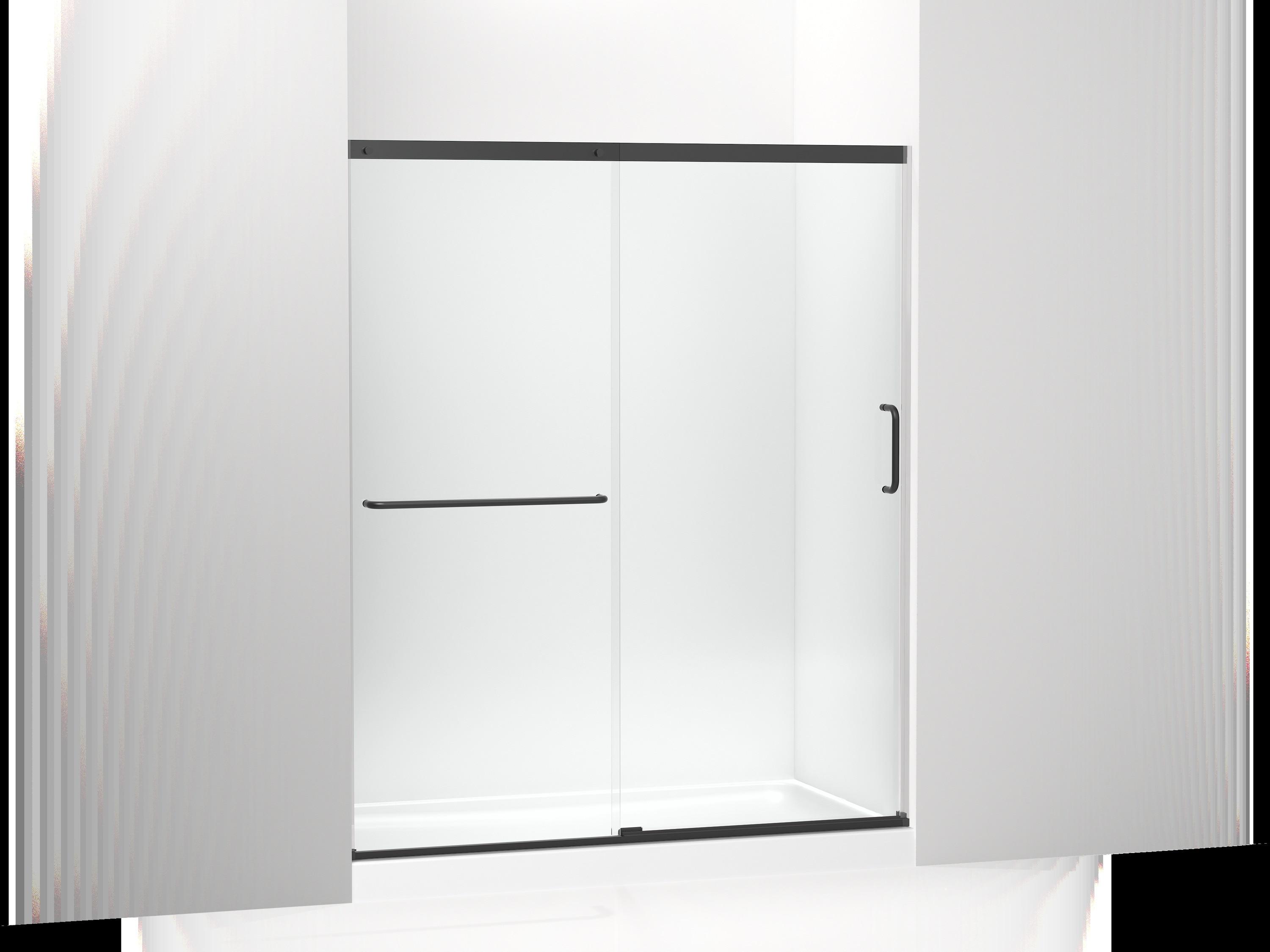 Elate Sliding Shower Door, 70-1/2-In H X 56-1/4 - 59-5/8-In W, With 1/4-In Thick Crystal Clear Glass