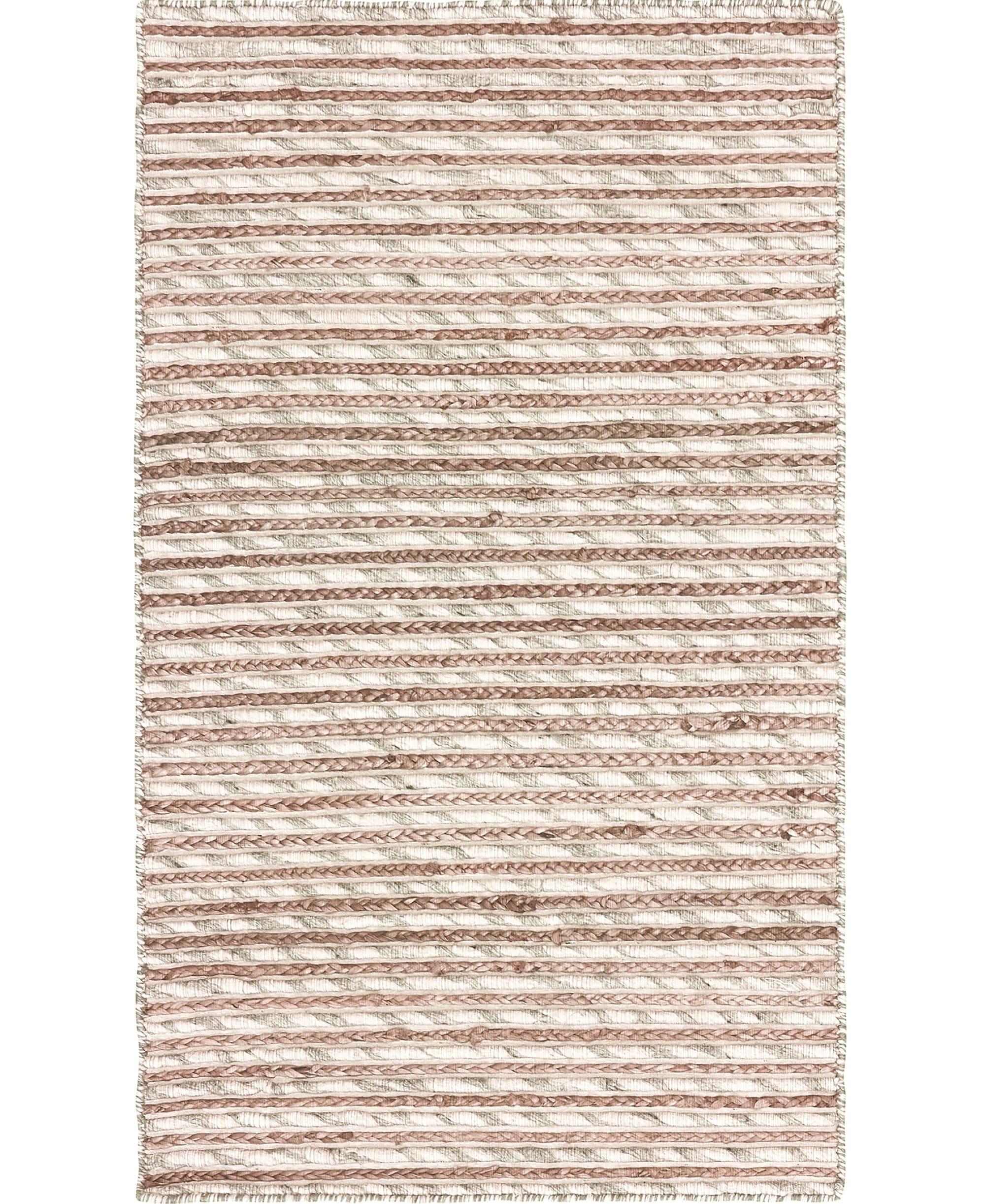 Eco-Friendly Dark Gray Striped Wool Blend 5' x 7' Area Rug