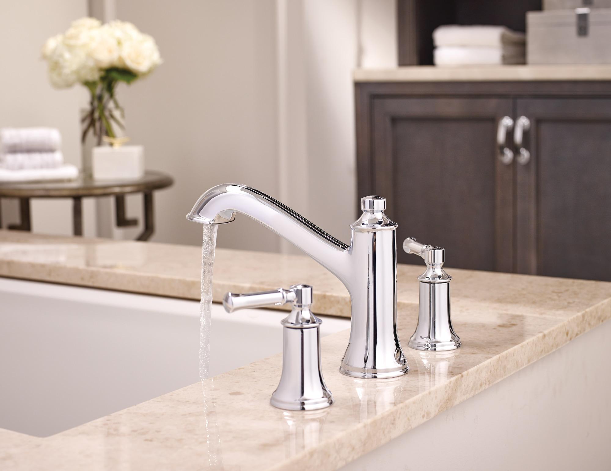 Moen Dartmoor Double Handle Deck Mounted Roman Tub Faucet Trim Kit, Valve Required