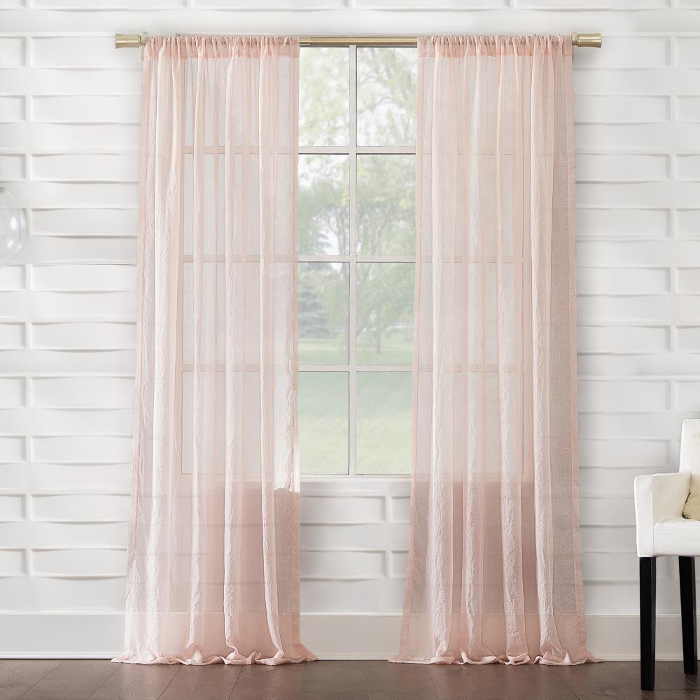 50"x84" No. 918 Sheer Avril Crushed Texture Rod Pocket Curtain Panel Blush: Modern Sheer Curtain Panel, Polyester