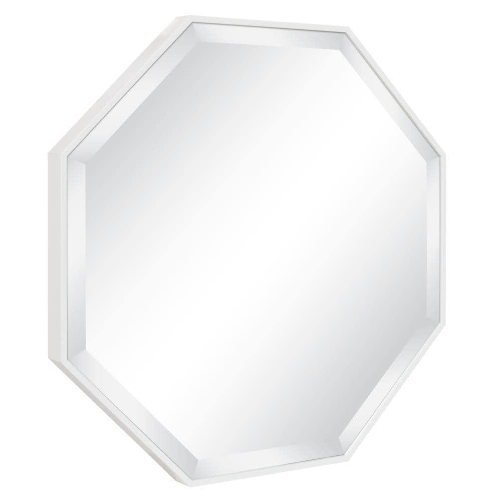 25" x 25" Rhodes Framed Octagon Wall Mirror White - Kate and Laurel: Modern Design, No Assembly, Wall Mount, Plastic Frame