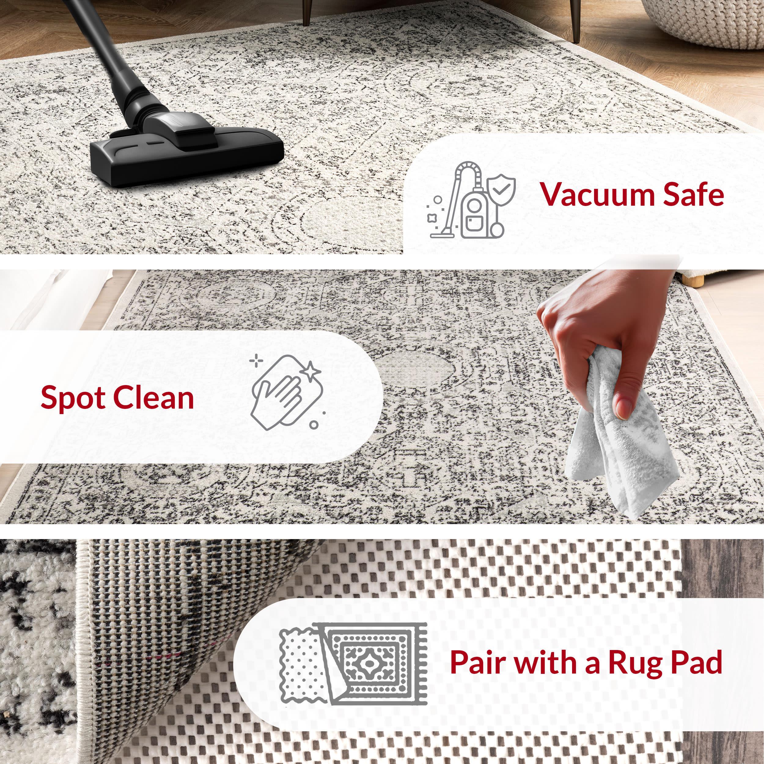 Reversible Gray Synthetic 8' x 10' Easy Care Area Rug