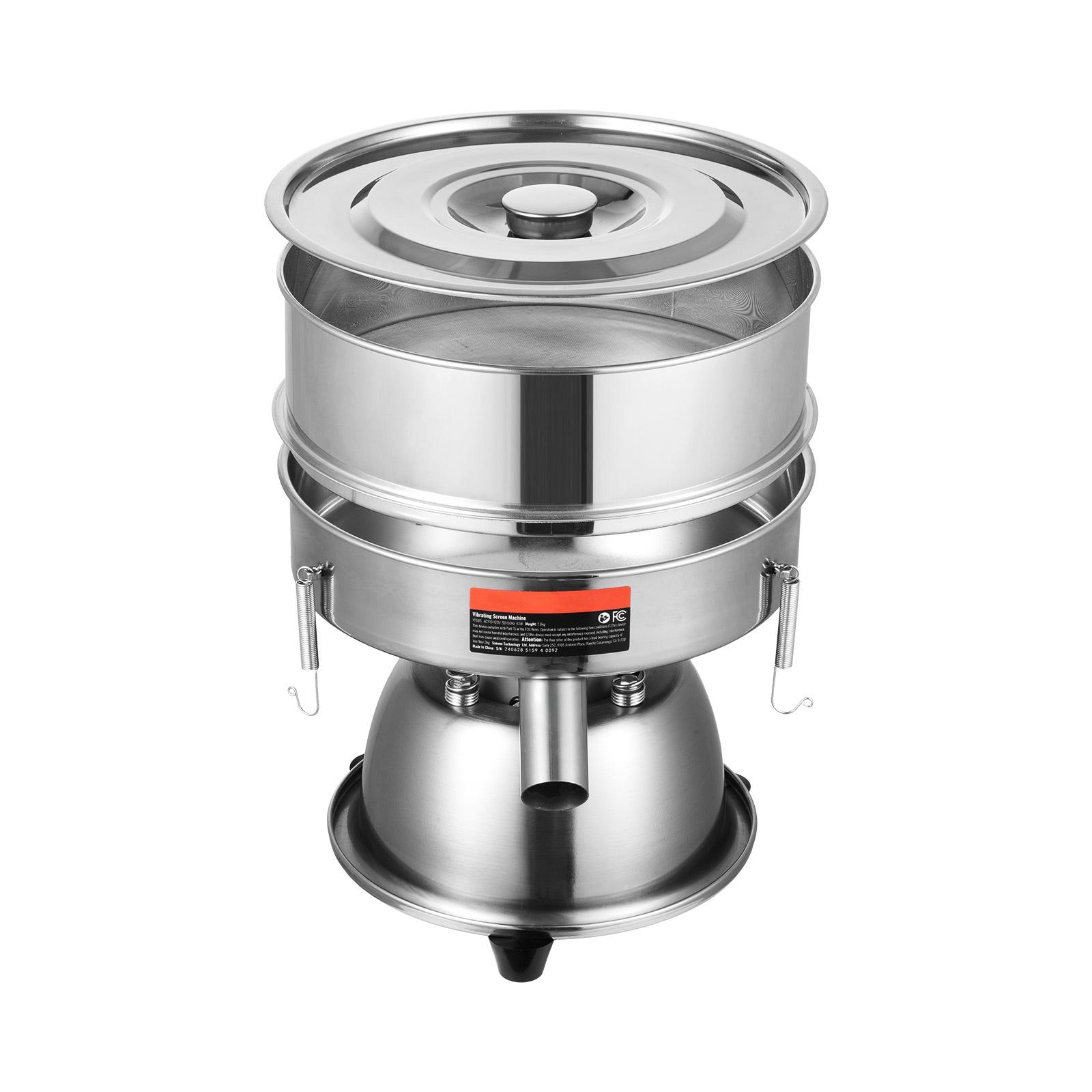 VEVOR Automatic Electric Vibrating Sieve, Stainless Steel Sifter Shaker Machine with 40+60 Mesh, 45W Automatic Powder Sifter Machine Countertop