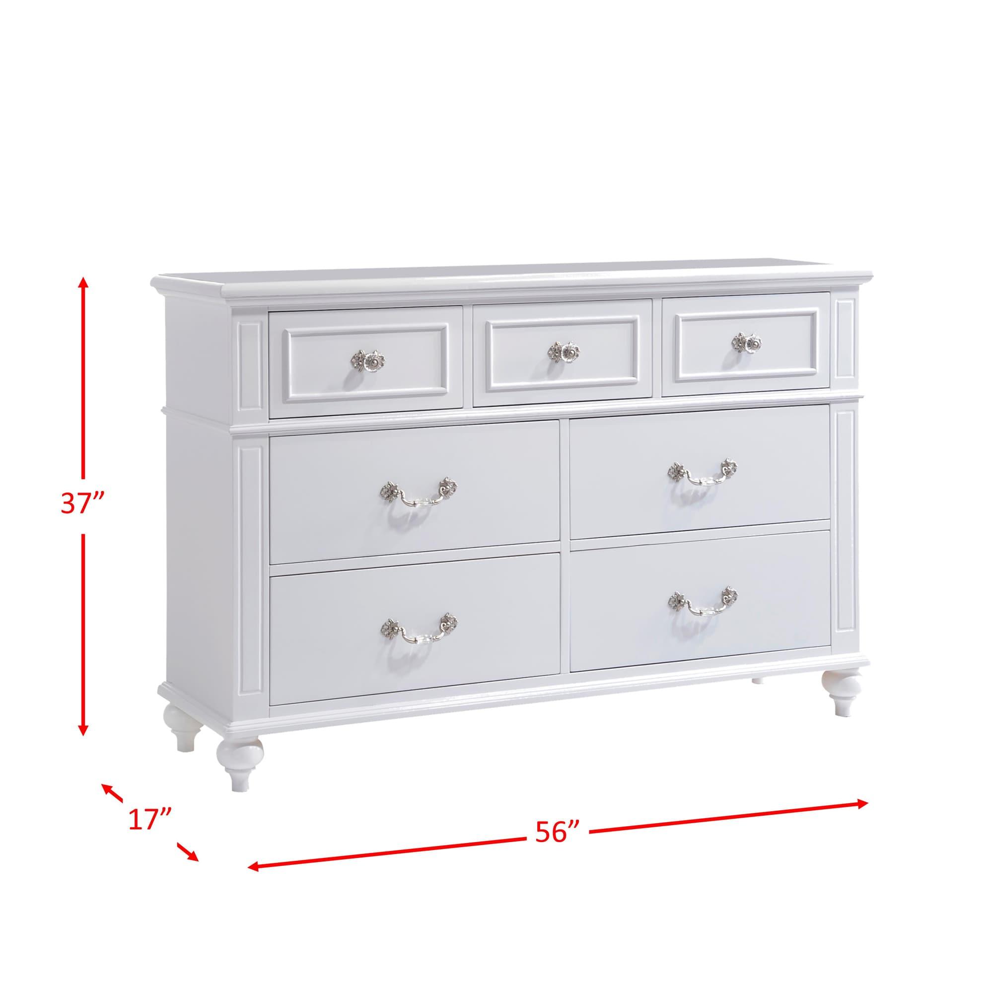 Picket House Furnishings Annie Dresser White: 5-Drawer Horizontal Storage, Wood Frame, Metal Glides