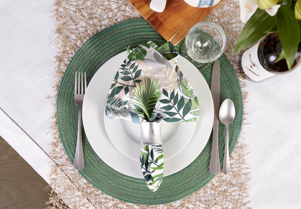 DII Metallic Woven Round Placemat, Green, 15" Diameter