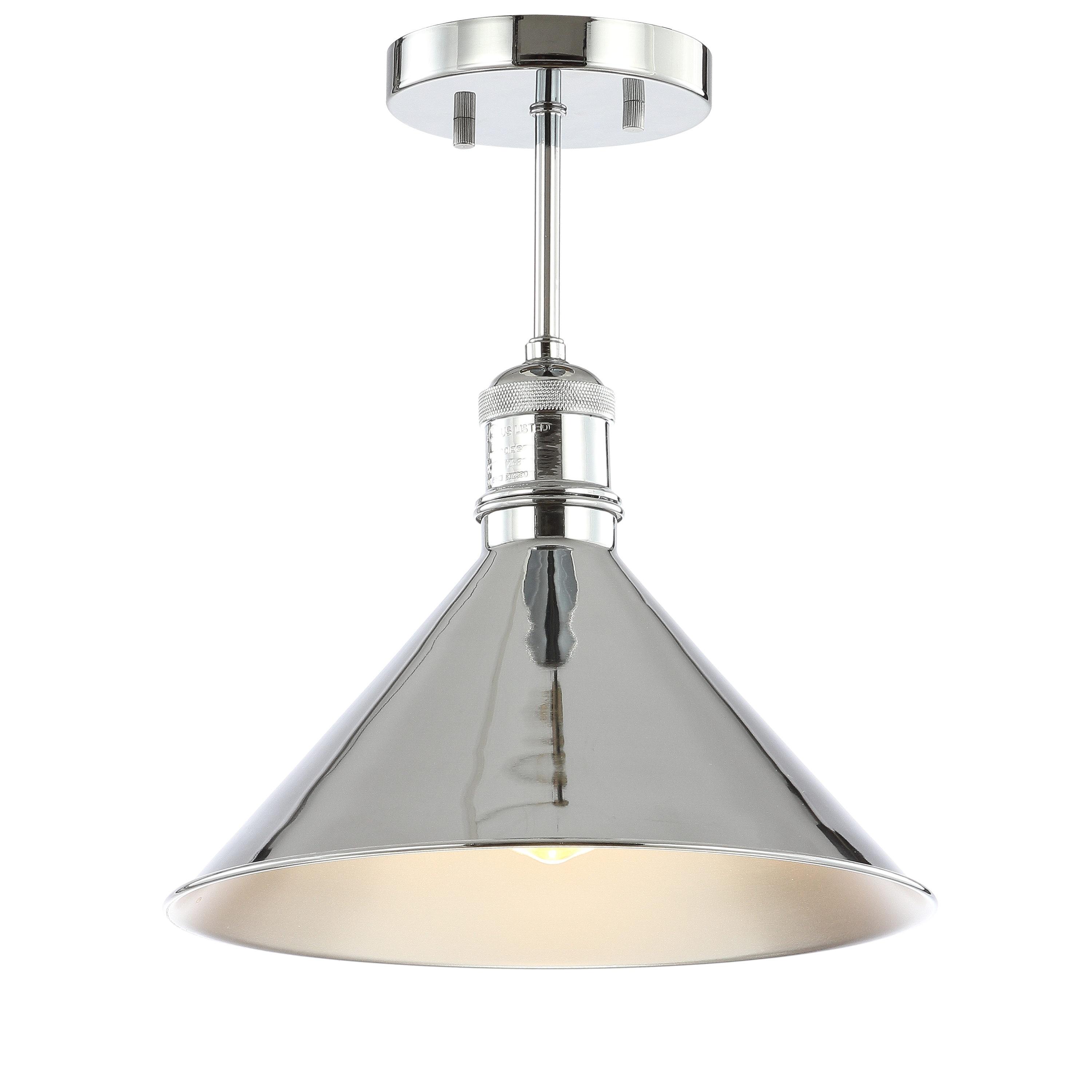 Nick 11" Chrome Metal LED Semi-Flush Mount Ceiling Light