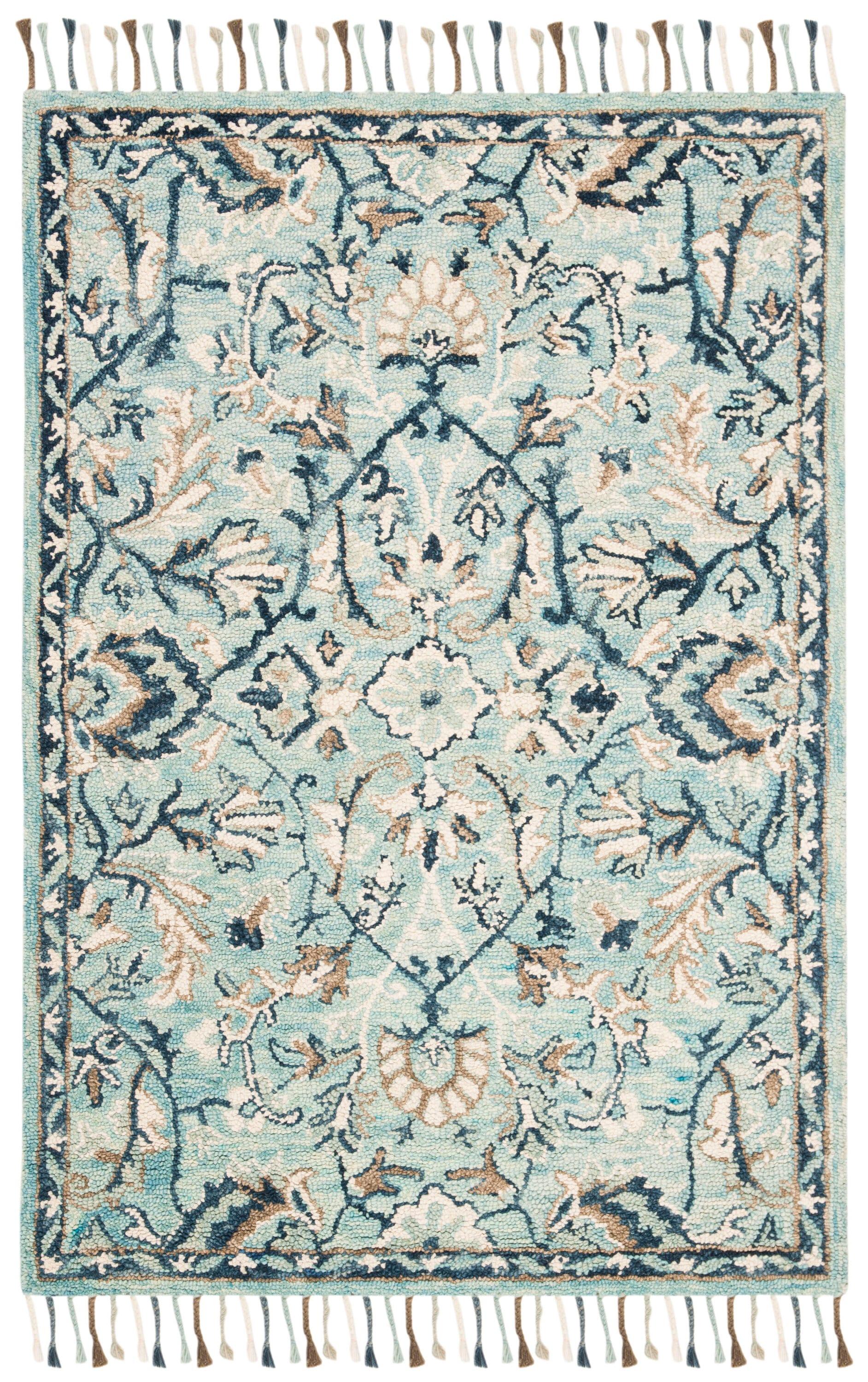 Blossom BLM457 Hand Tufted Area Rug - Blue/Ivory - 3'x5' - Safavieh.