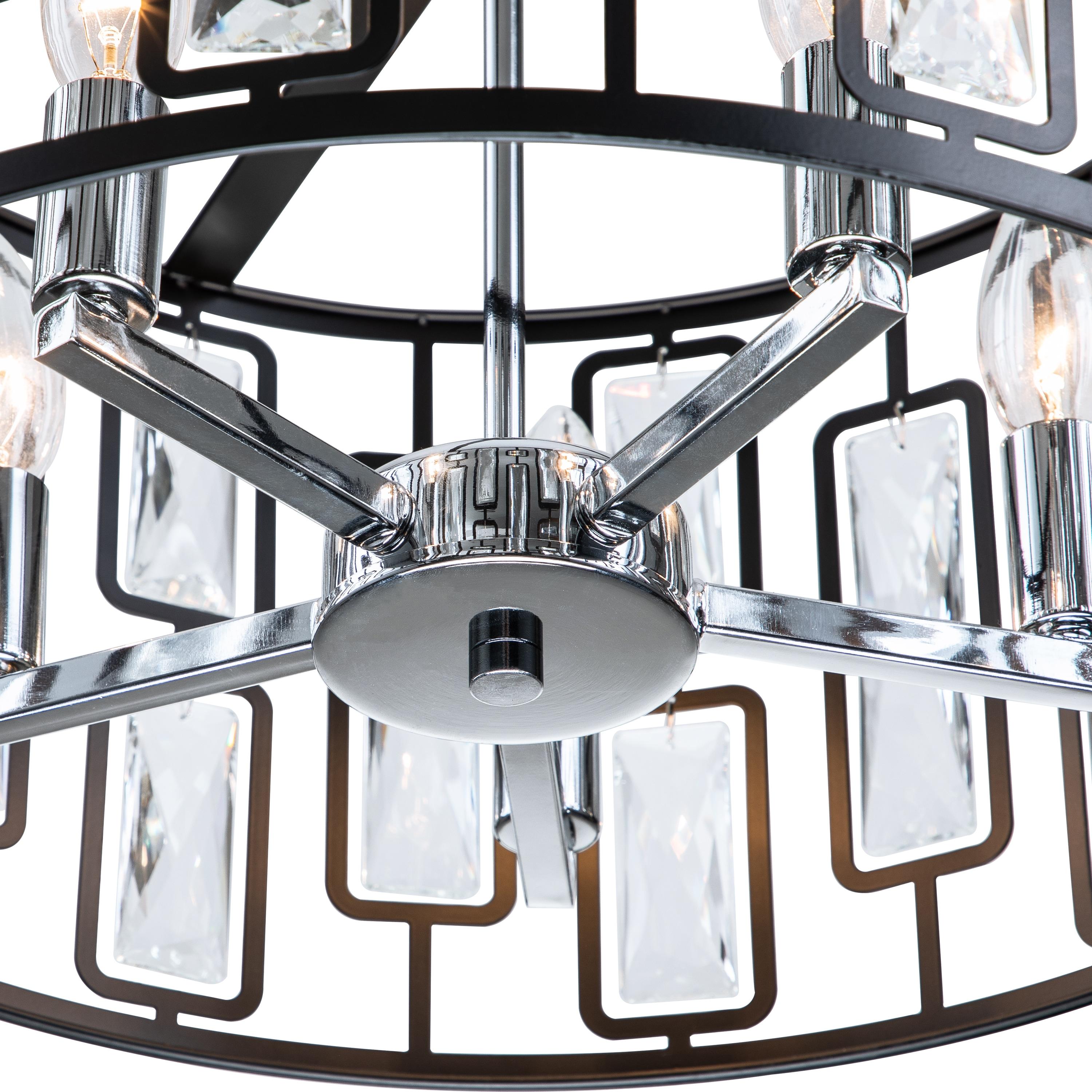 C Cattleya 5-Light Black Drum Chandelier with Clear Crystals