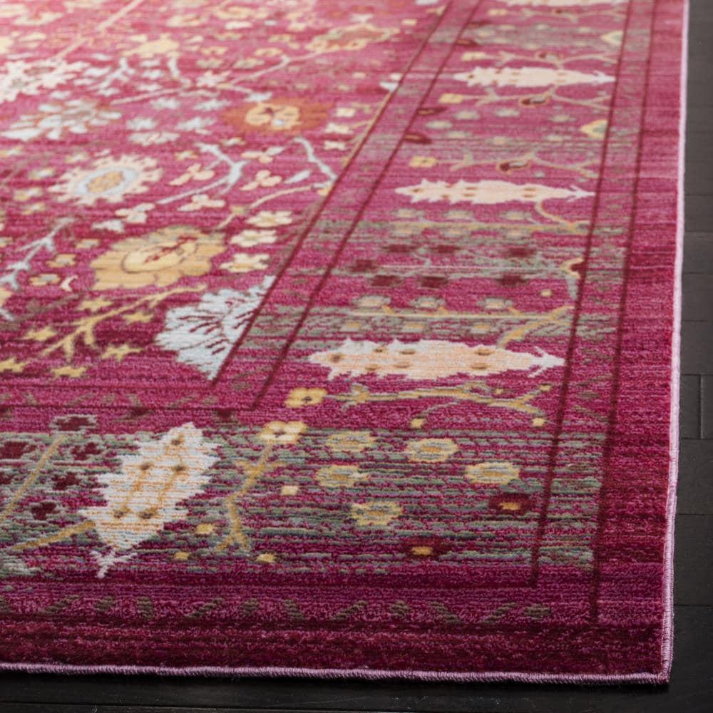 SAFAVIEH Valencia Grigor Traditional Polyester Area Rug, Fuchsia/Multi, 6'7" x 6'7" Square