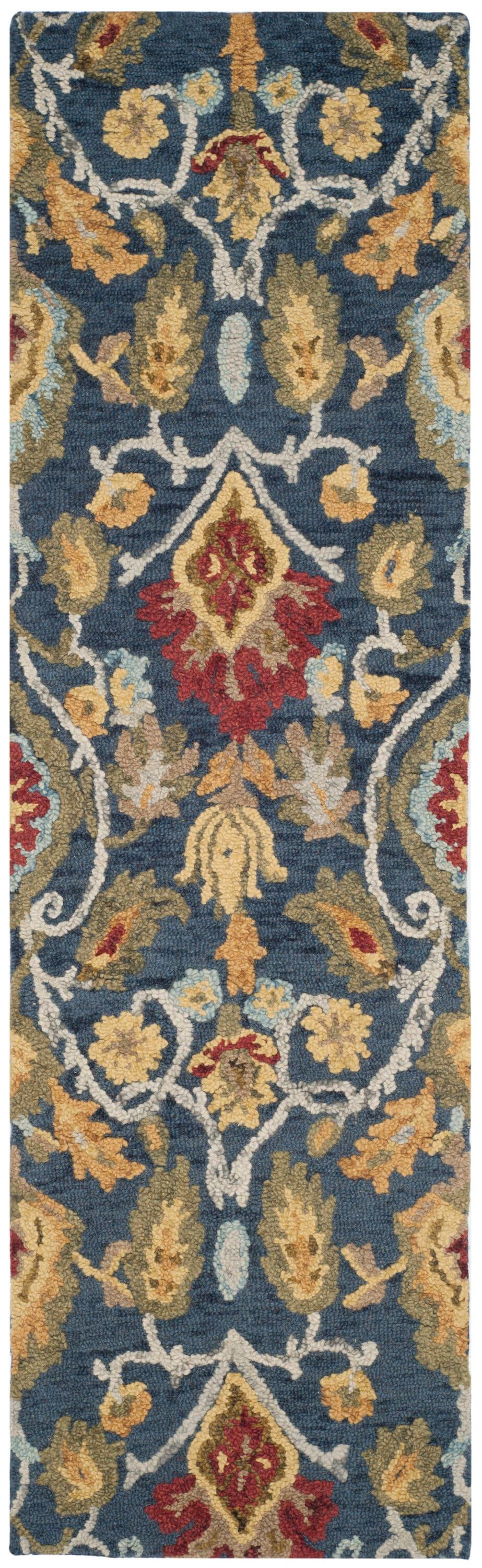 Blossom BLM402 Hand Tufted Runner Rug - Navy/Multi - 2'3"x8' - Safavieh.