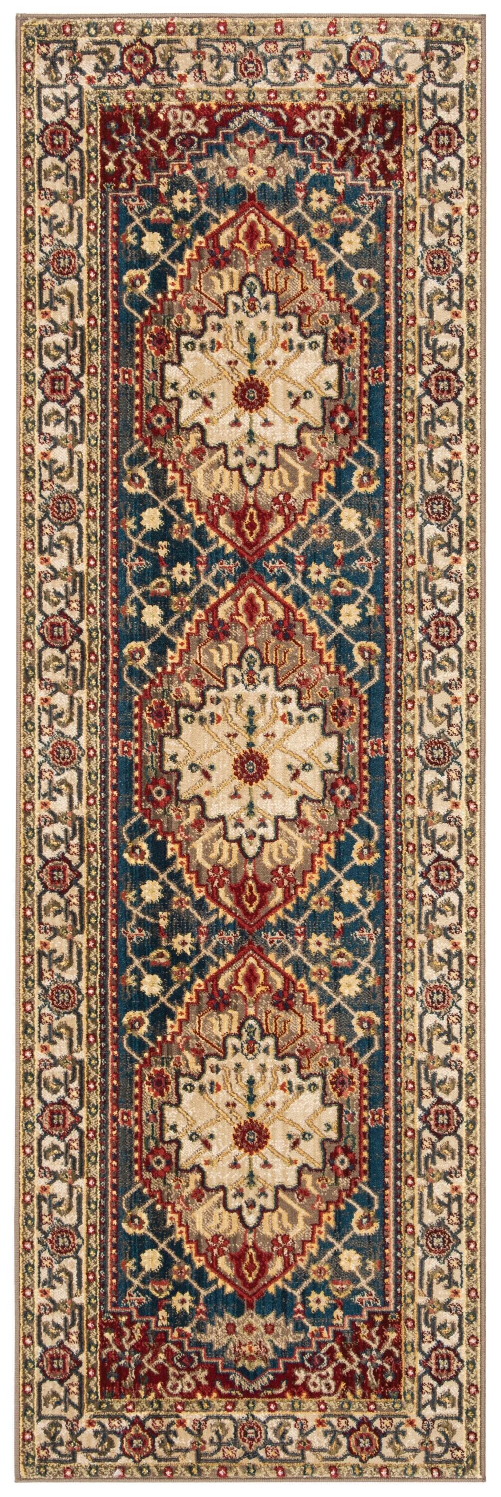 Kashan KSN306 Power Loomed Runner Rug - Ivory/Blue - 2'6"x8' - Safavieh
