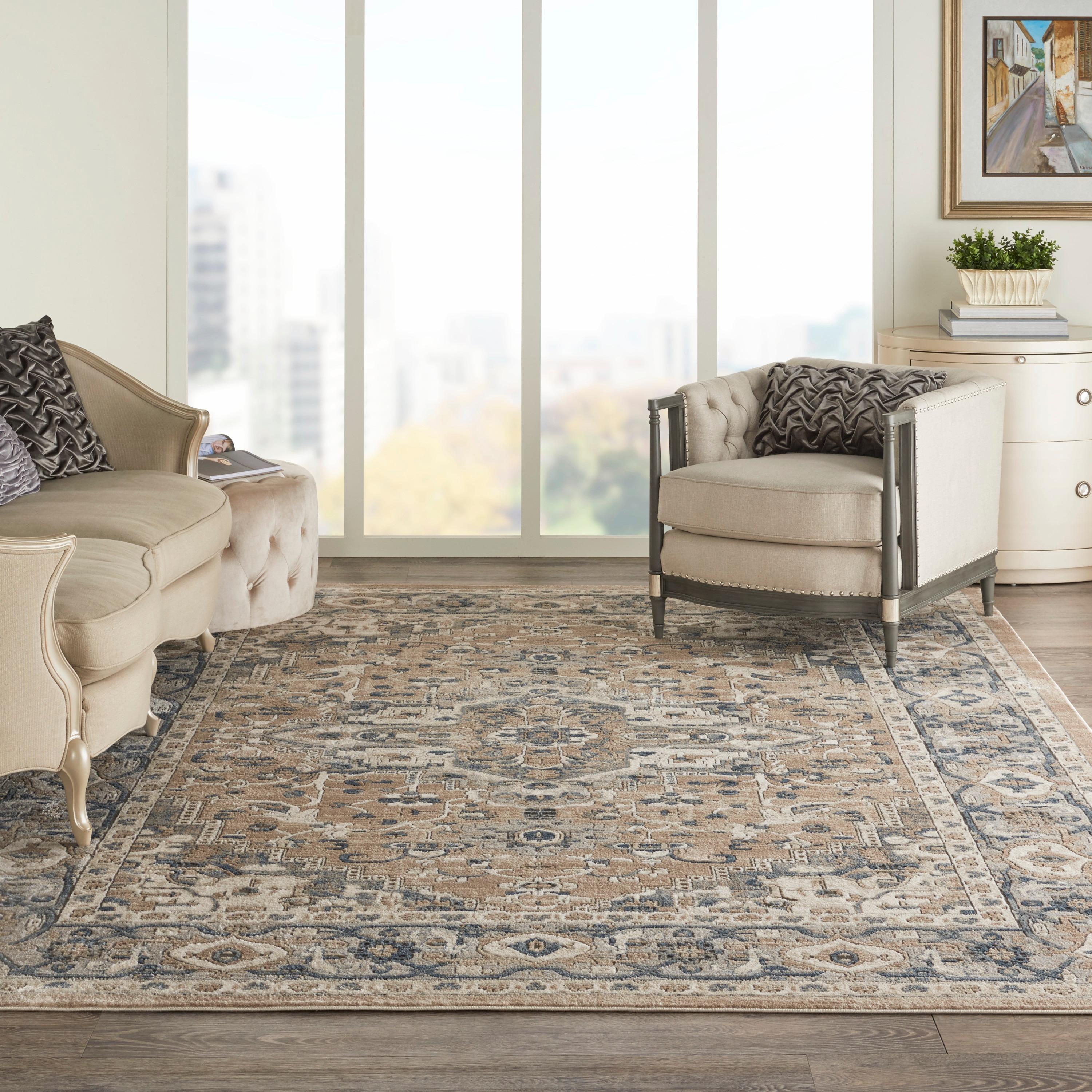 Nourison Concerto Center Medallion Indoor Rug Beige Grey 10' x 14'