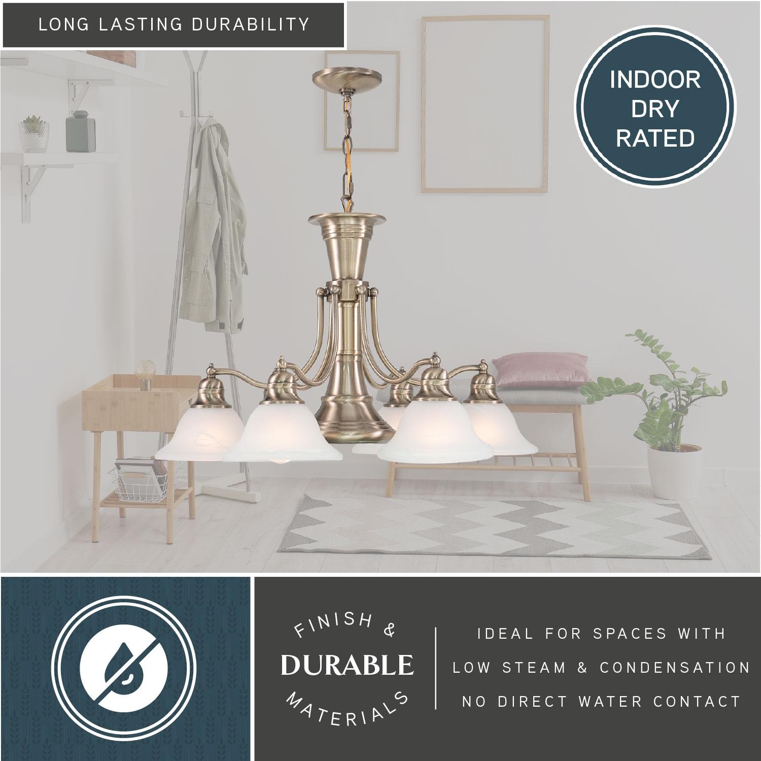 Vaxcel Standford 6 - Light Chandelier in  Antique Brass