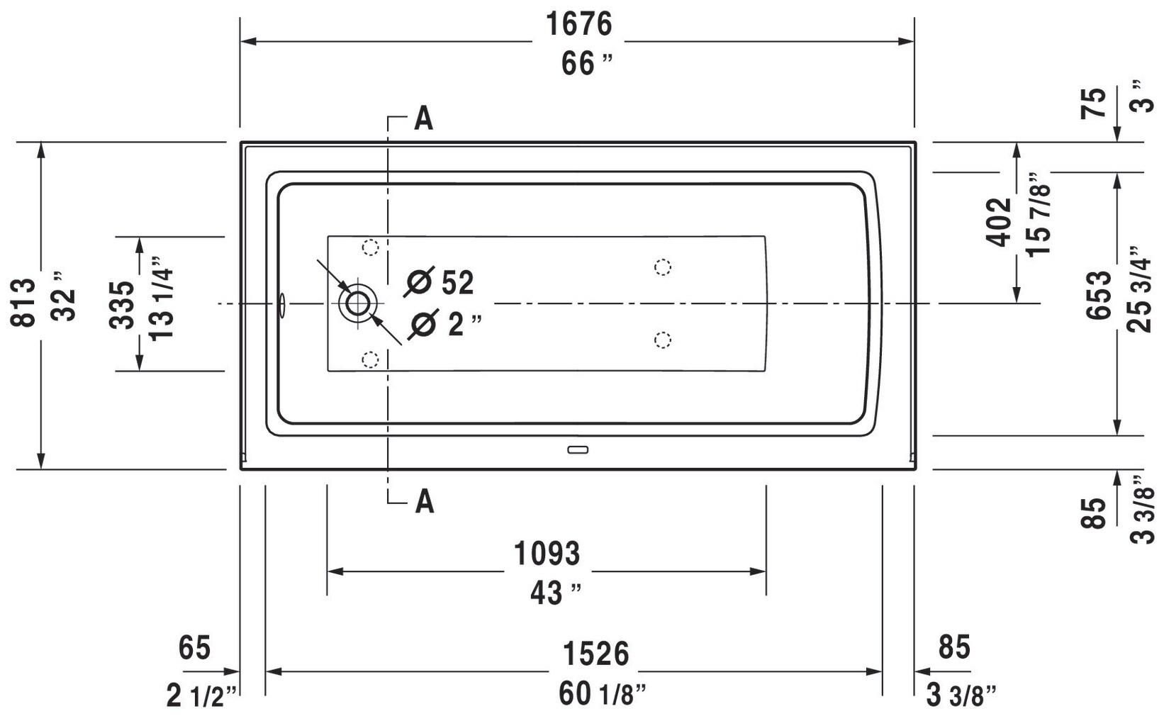 Architec 66" x 32" Alcove Bathtub