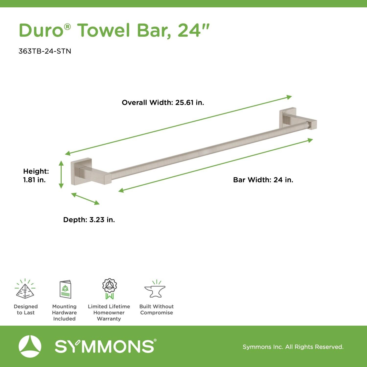 Satin Nickel 24" Wall-Mounted Metal Towel Bar