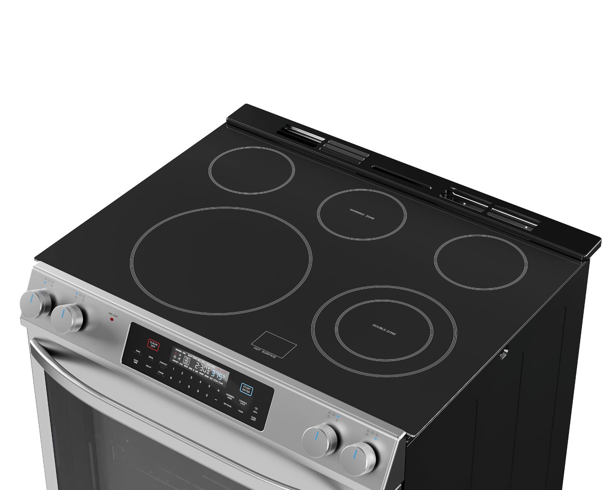 Midea 30-In Slide-In Electric Range with Wi-Fi Connectivity and Fan Convection, Stainless Steel,  MES30S2AST