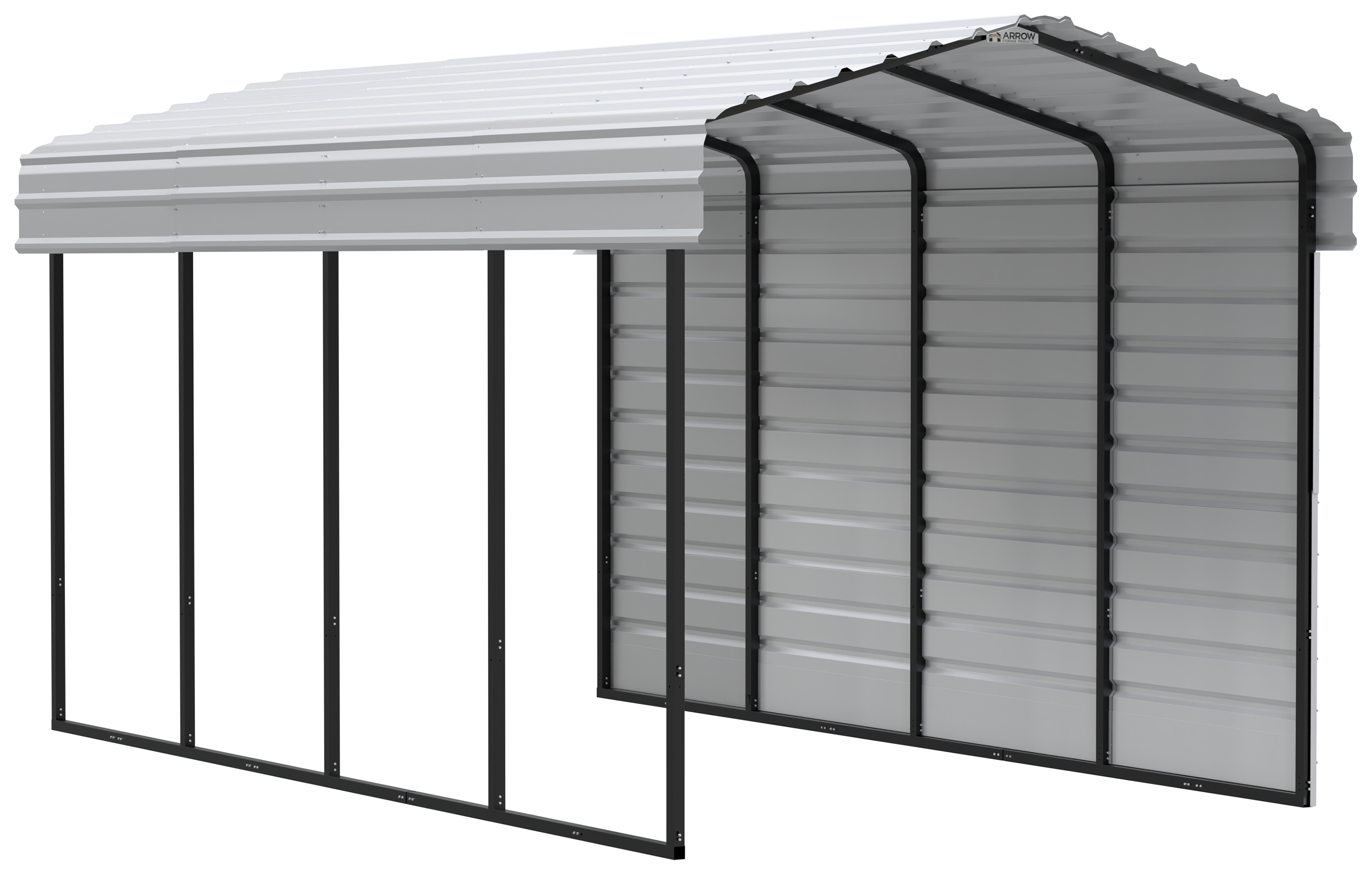Arrow Arrow Steel Carport with 1 Side Wall Kit, 10x20x09
